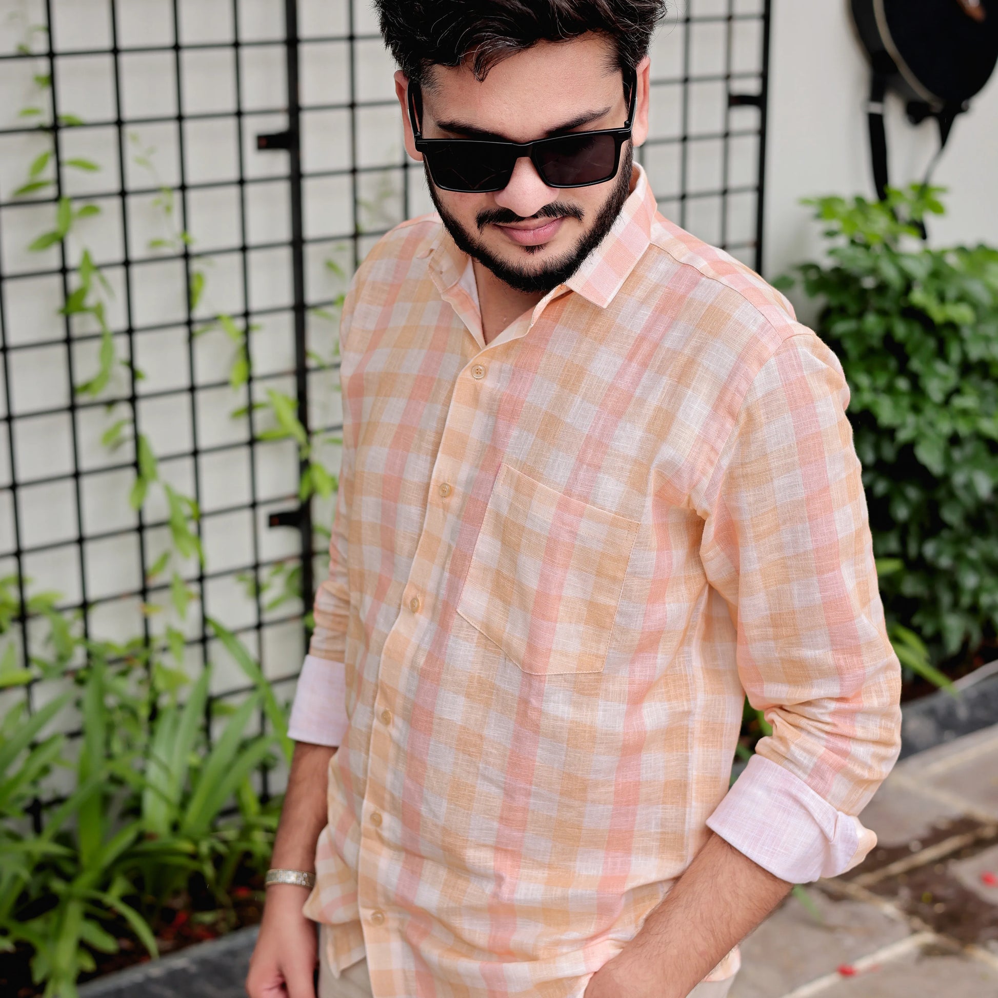 pink cotton linen shirt