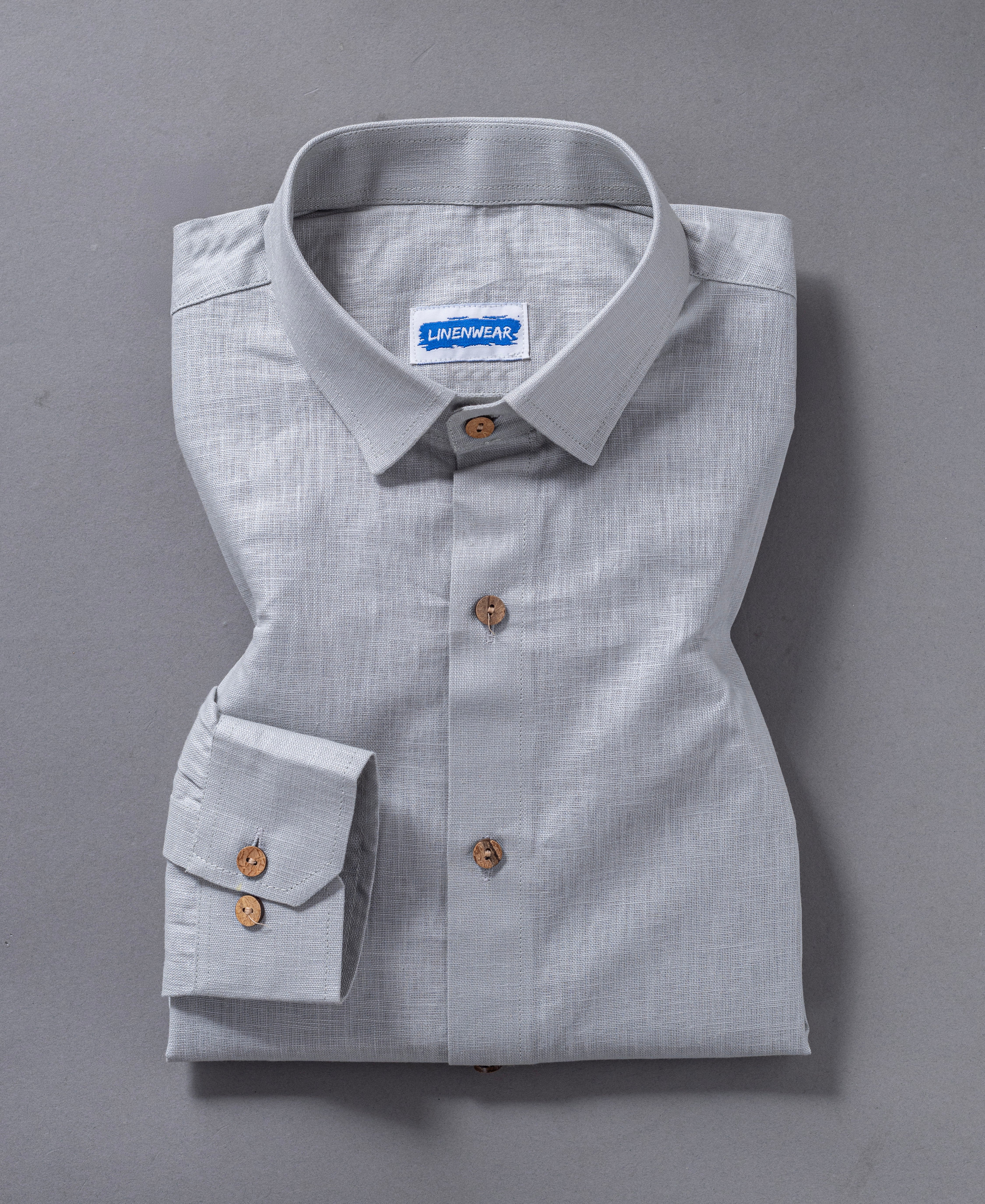 Light Grey Linen Shirt for Men | Classic Soft Fit XL Light Grey Linen Shirt for Men | Classic Soft Fit XL