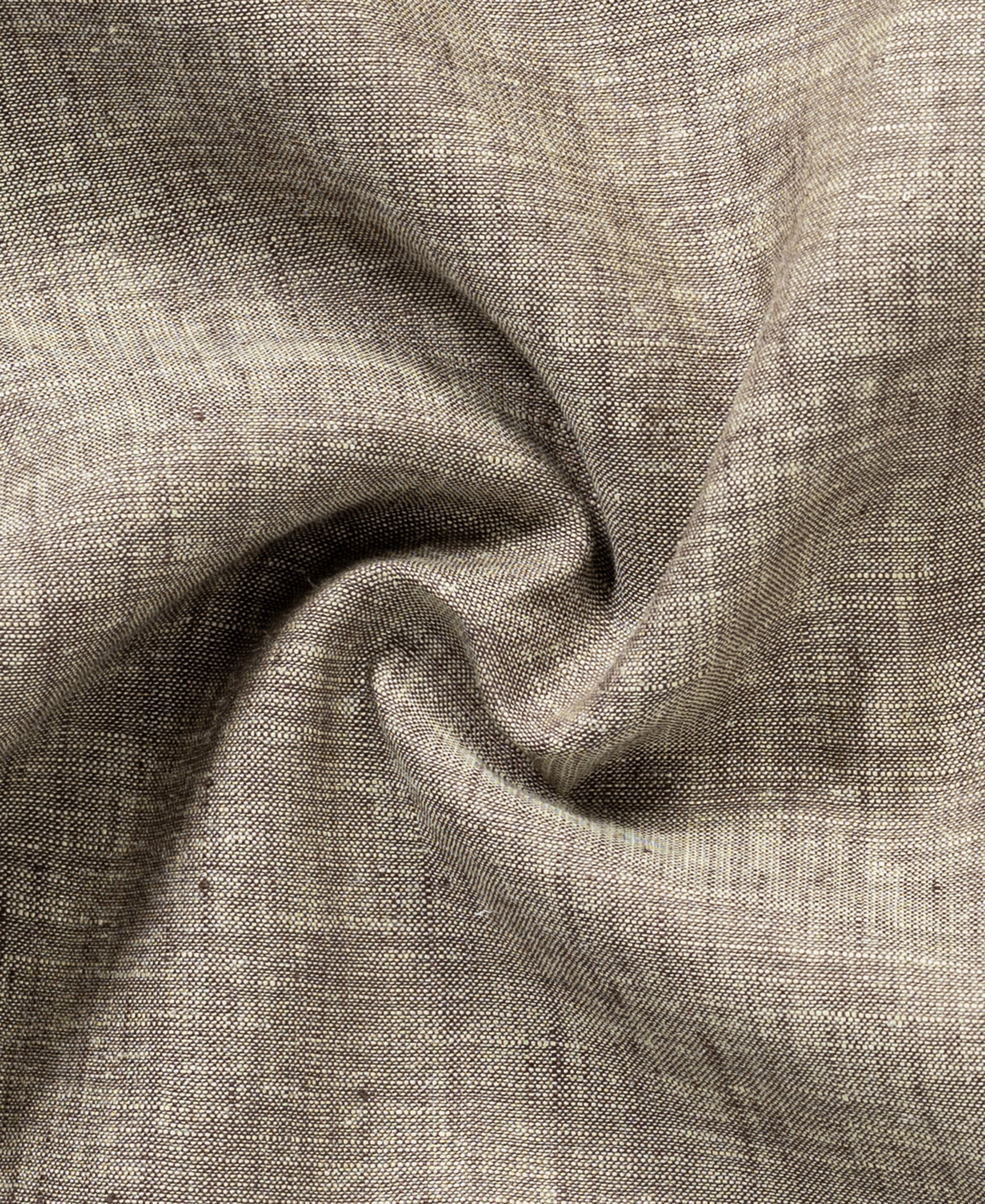 Earth Tone Taupe Brown Pure Linen Full Sleeve Shirt