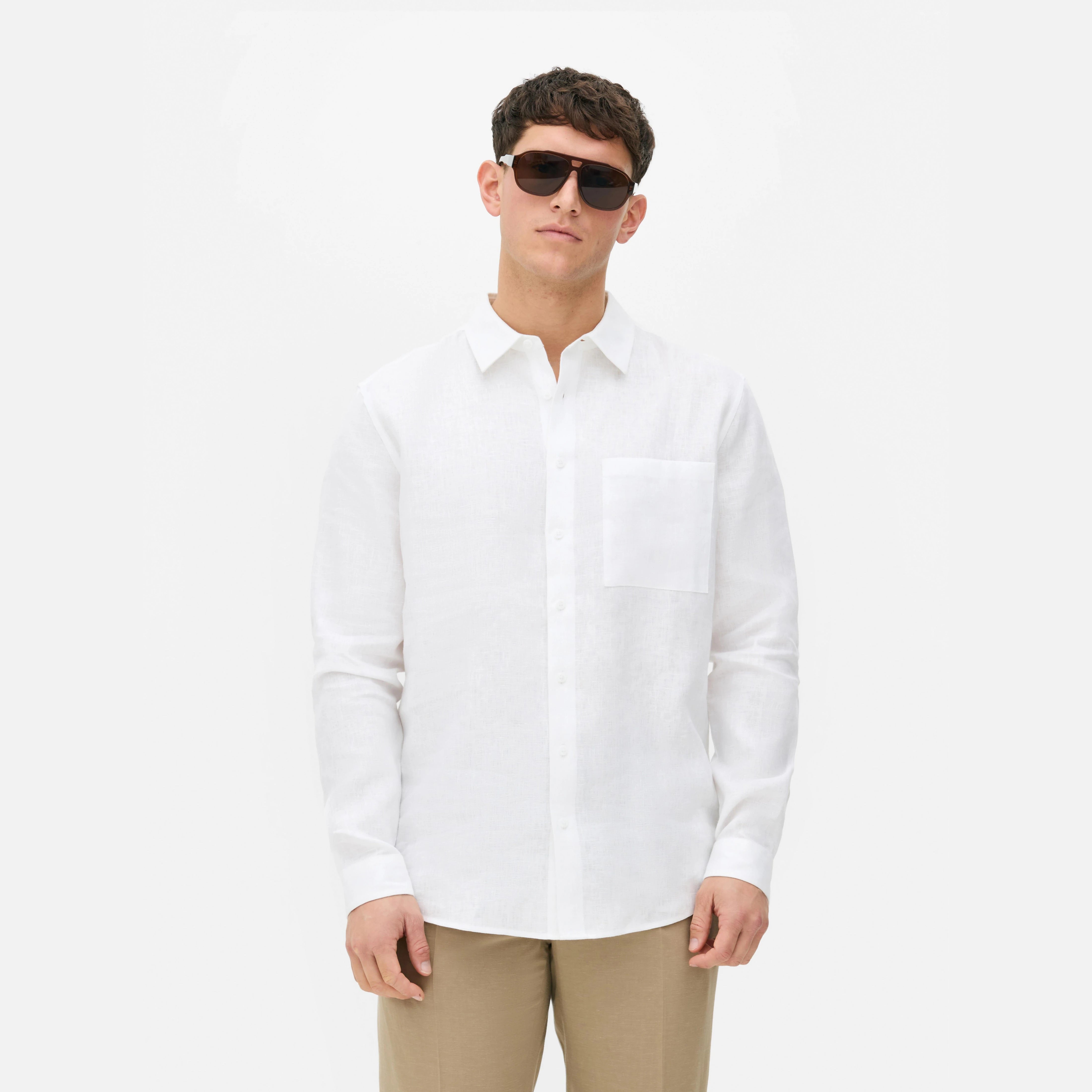 Men’s White Linen Shirt