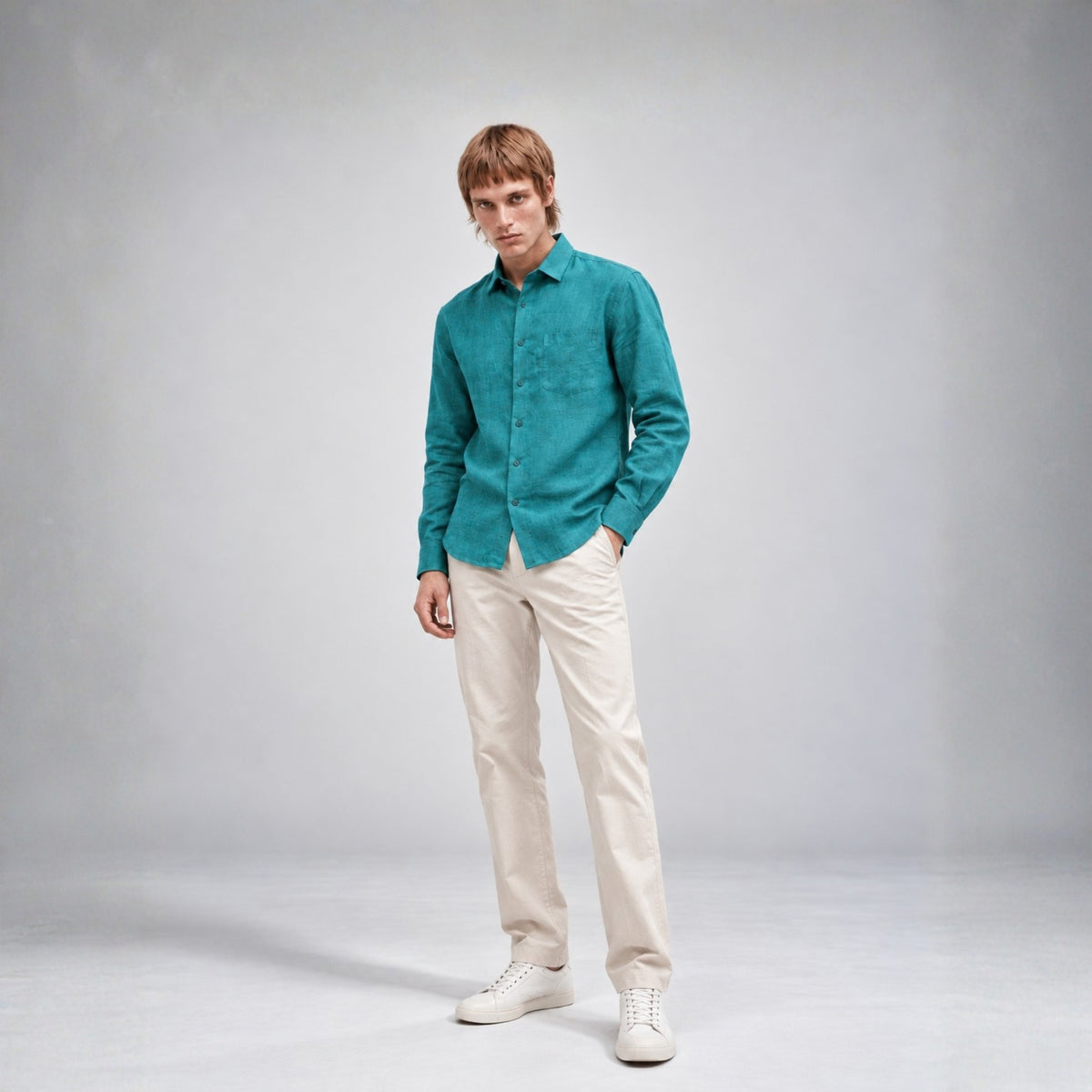 Dark Green Linen Shirt