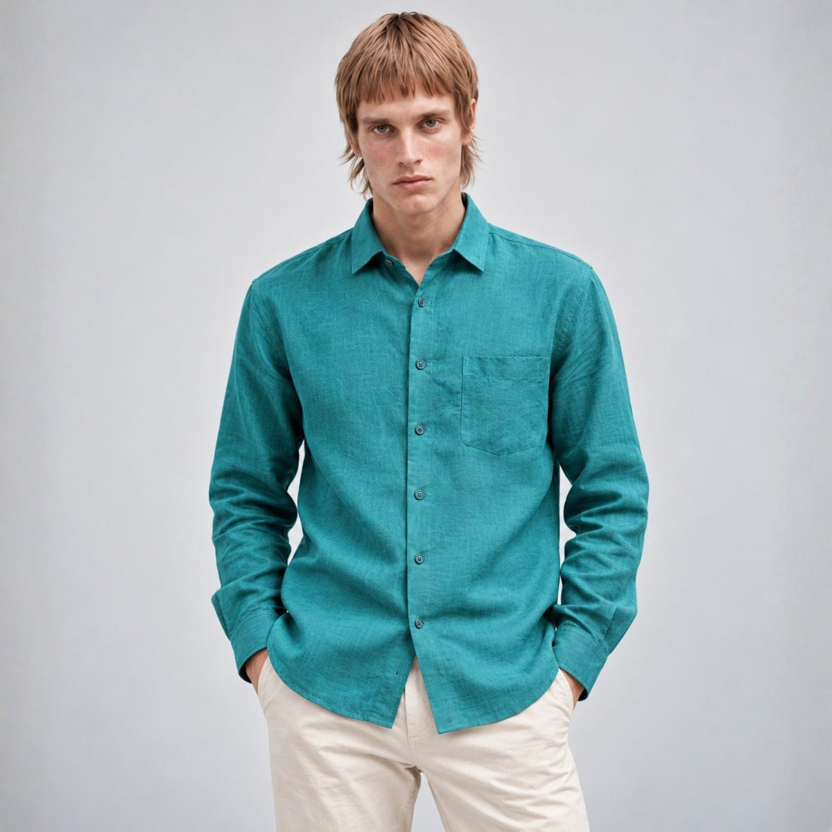 Dark Green Linen Shirt
