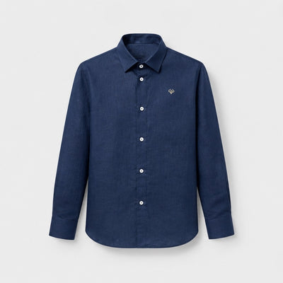 Navy Blue Linen Shirt