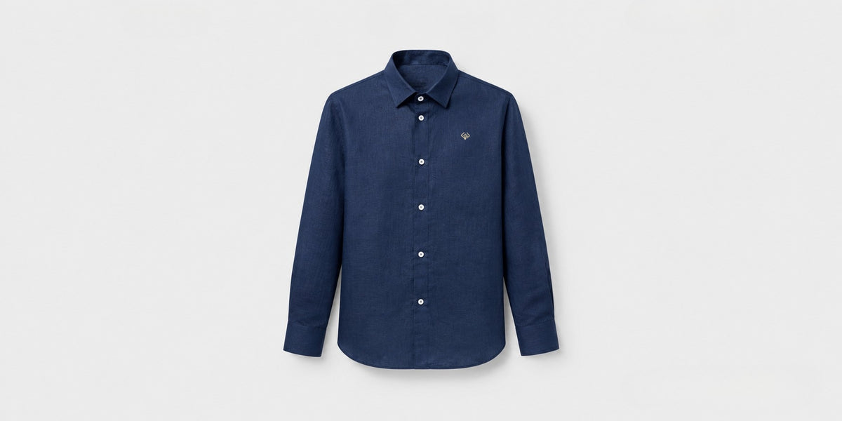 Navy Blue Linen Shirt