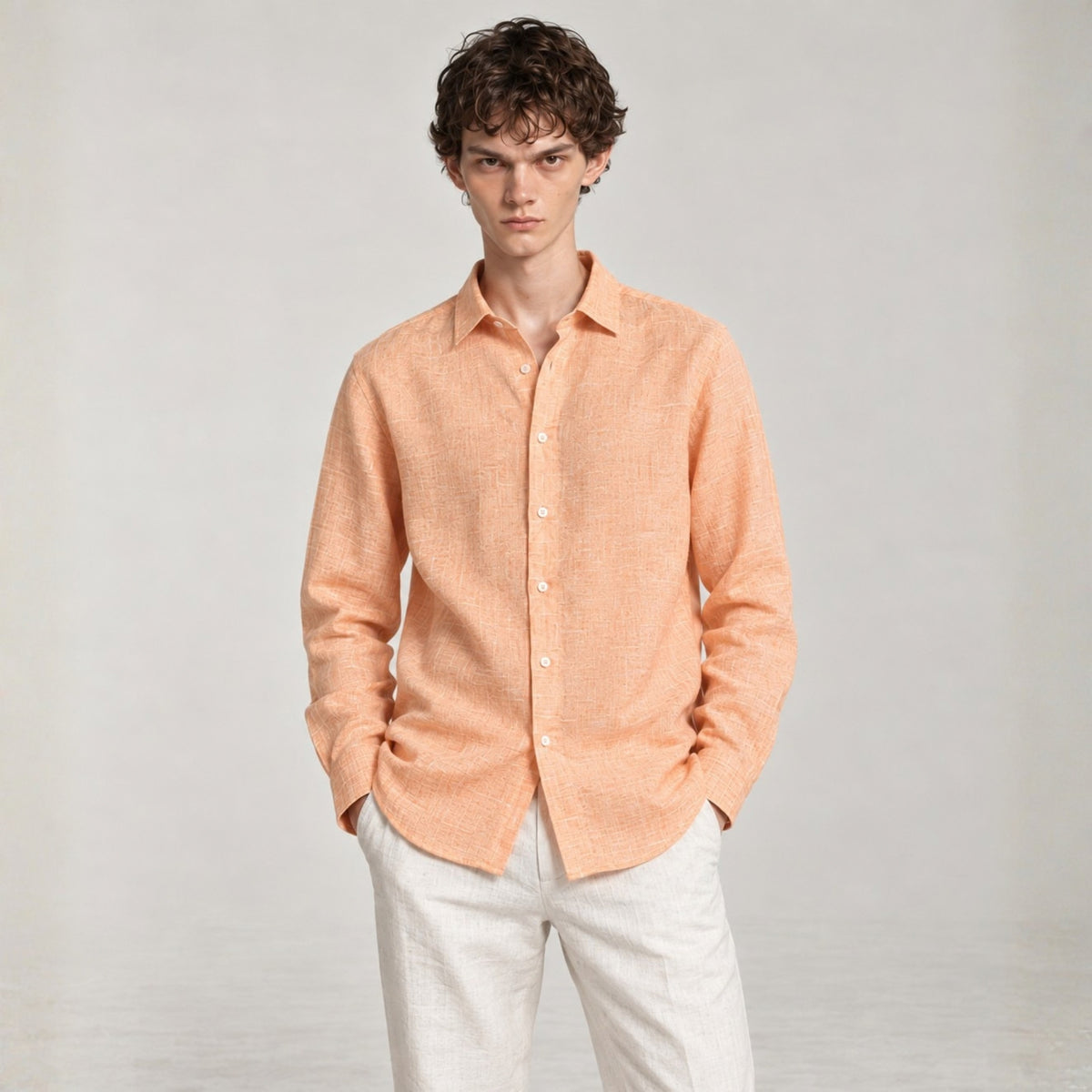 Peach Linen Shirt