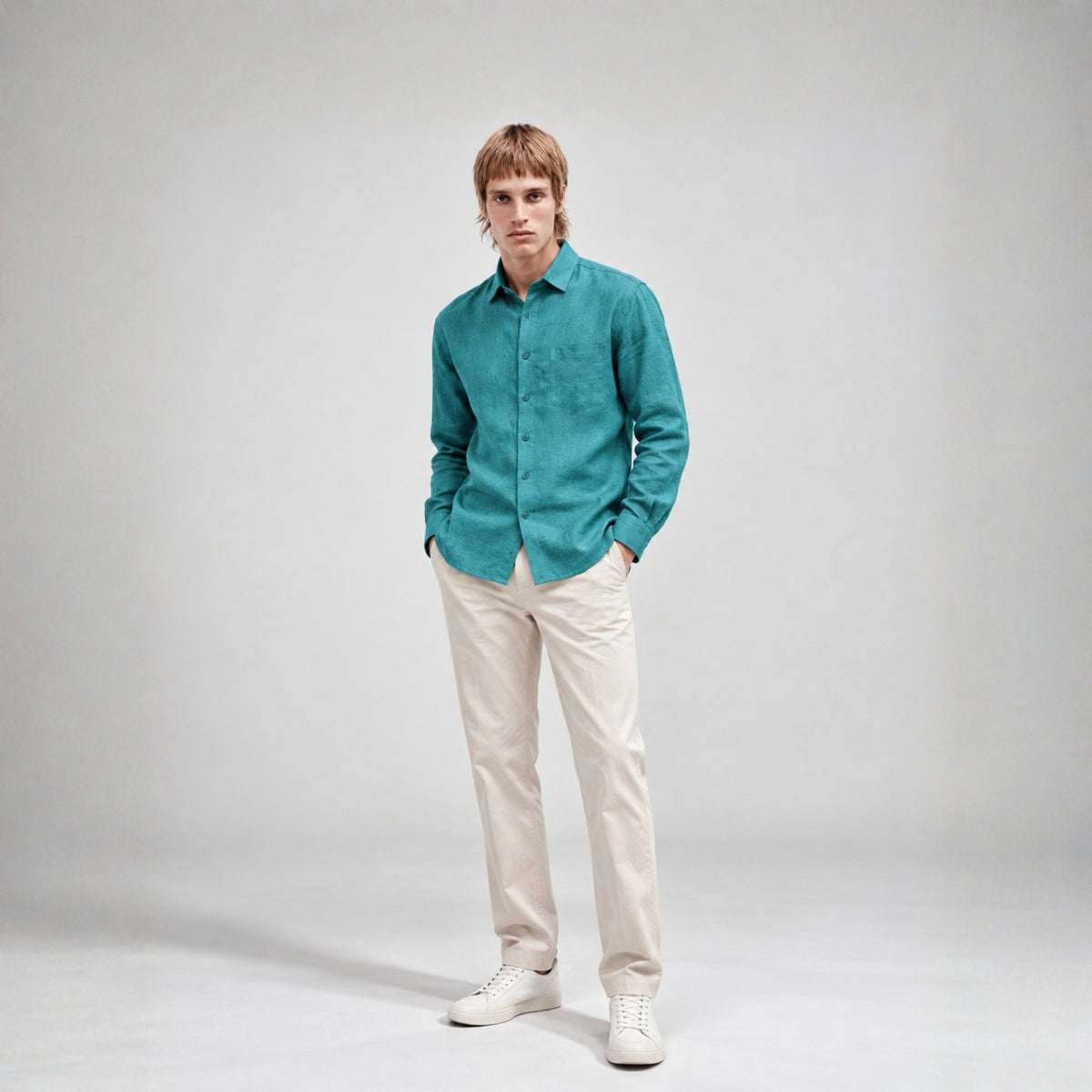 Dark Green Linen Shirt