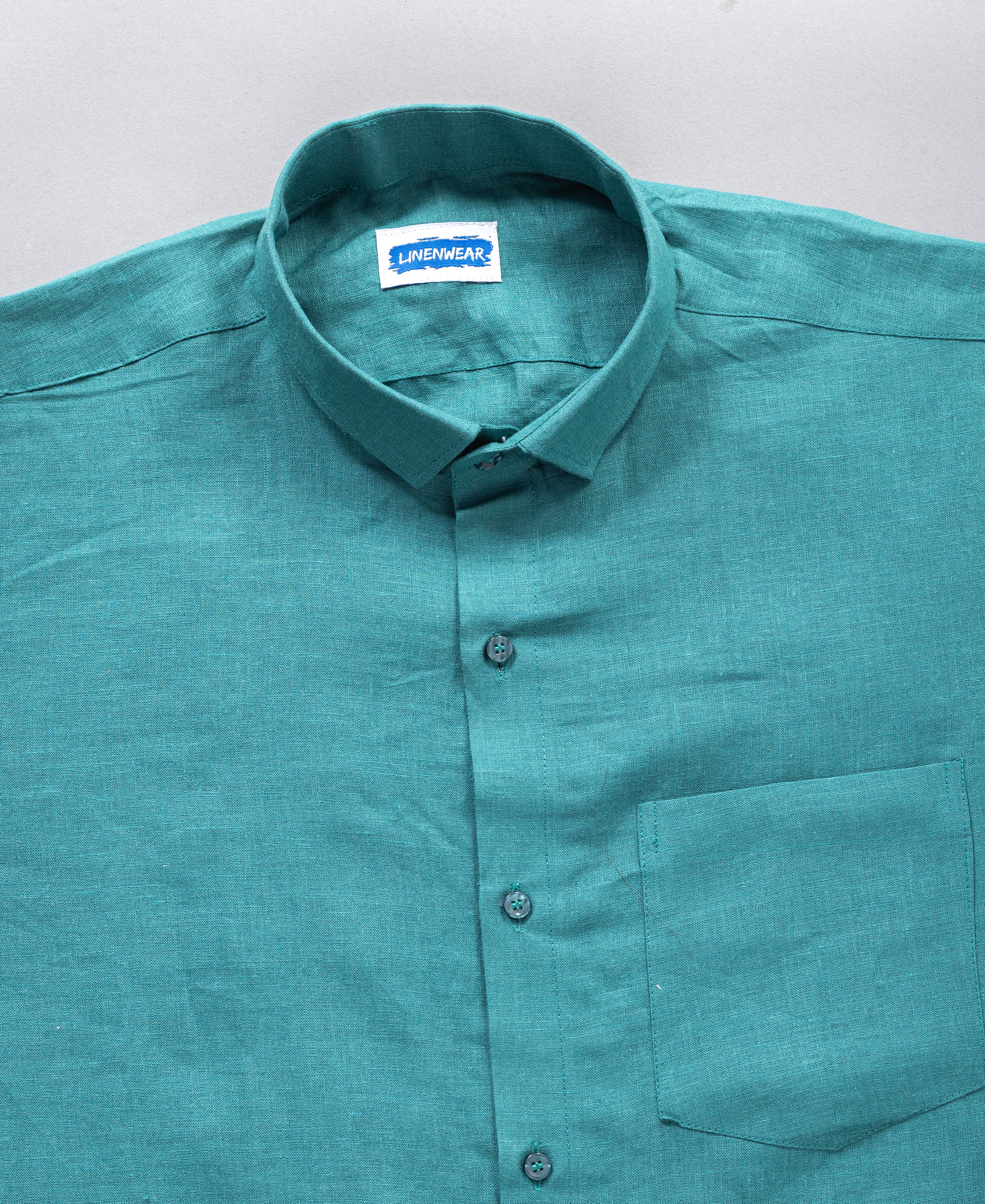 Light Pink and Green Textured Pure Linen Shirt Combo