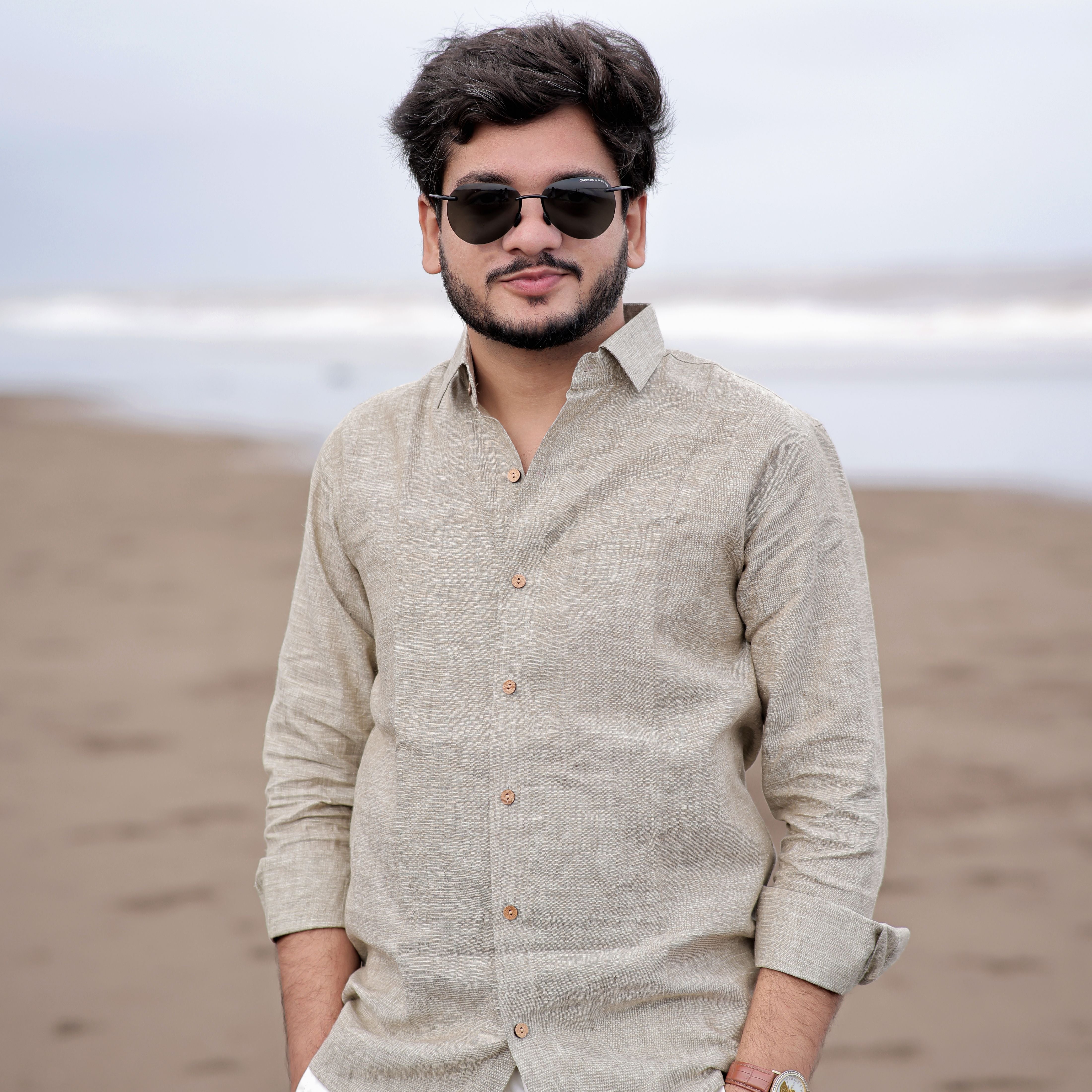 Pure Linen Combo Shirt For Men Full Sleeve