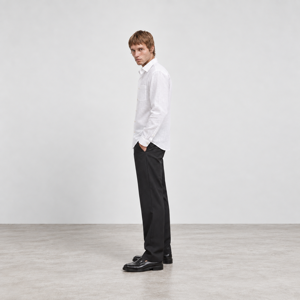 White Cotton Linen Shirt