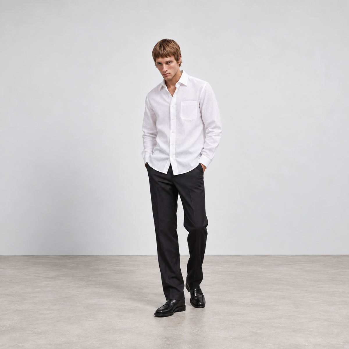 White Cotton Linen Shirt