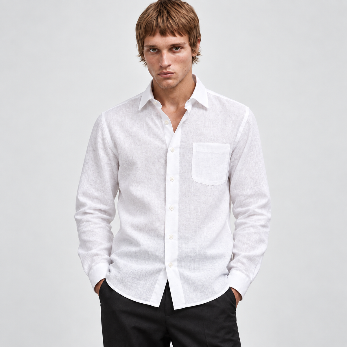 White Cotton Linen Shirt