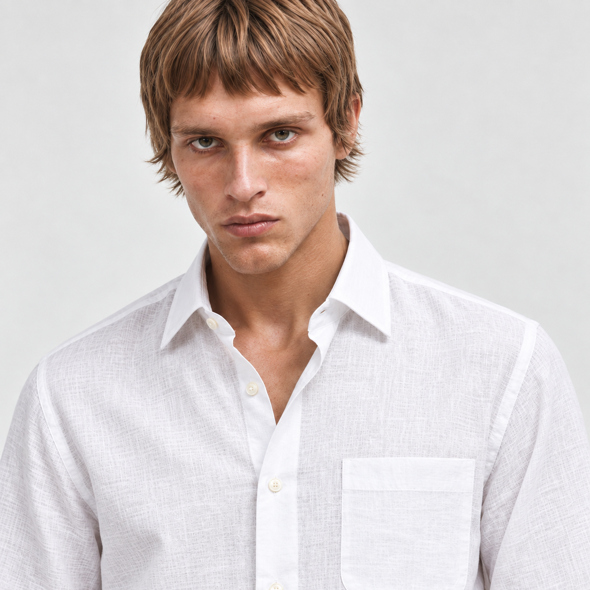White Cotton Linen Shirt