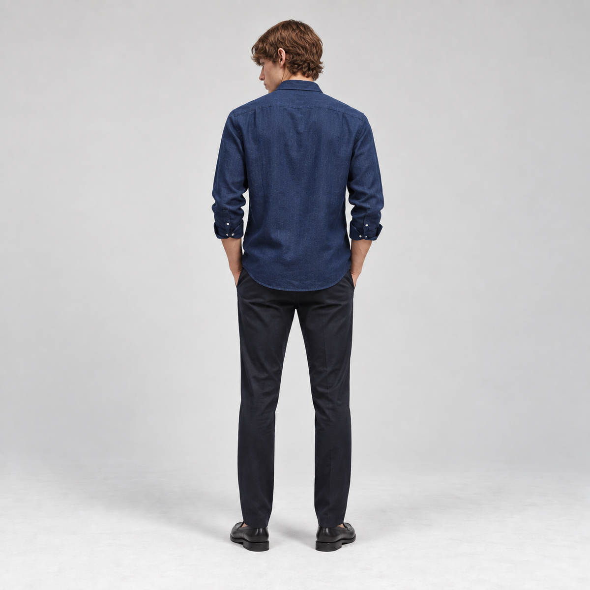 Navy Blue Linen Shirt