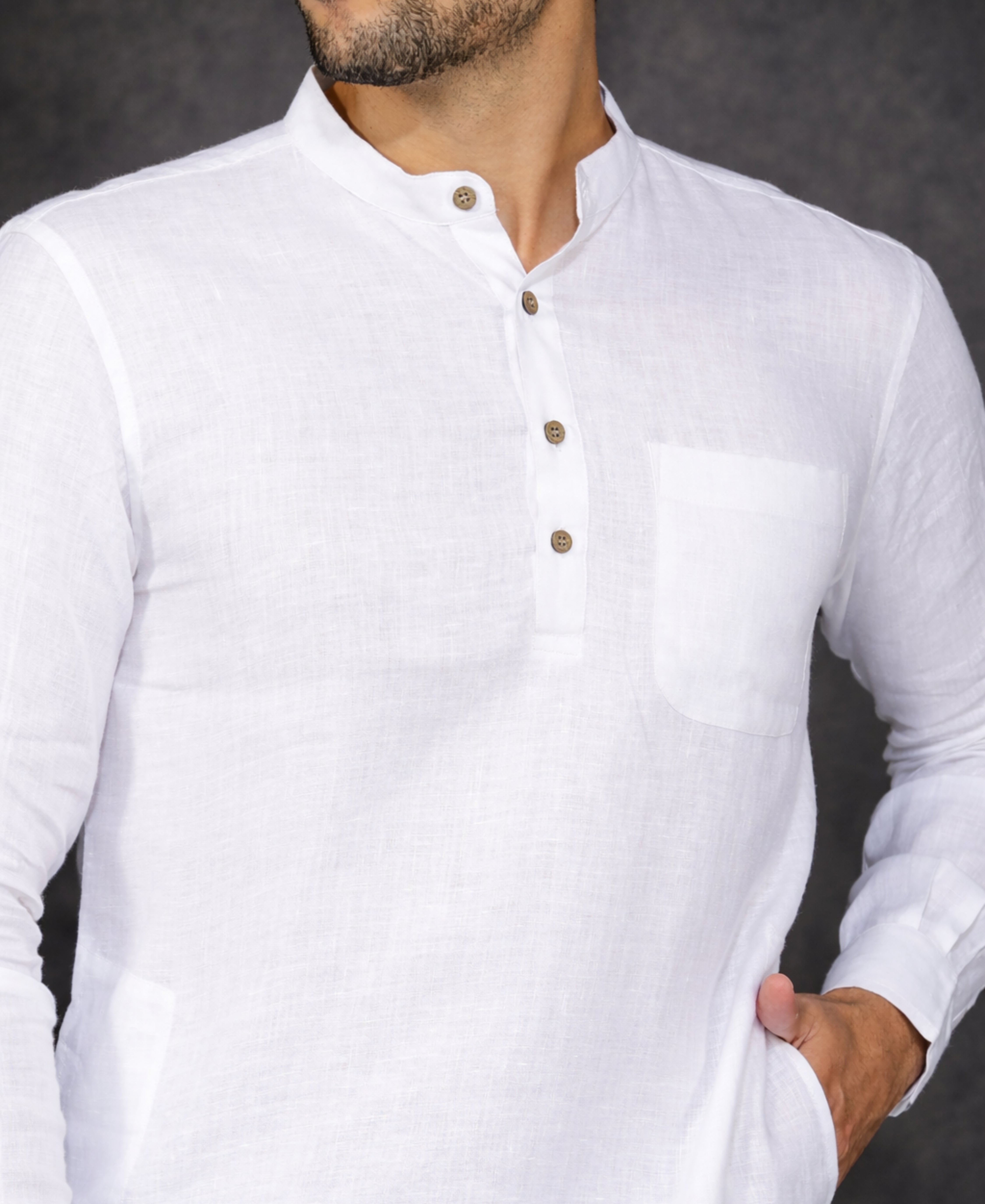 Urban Ethnic Pure Linen Kurta in Classic White