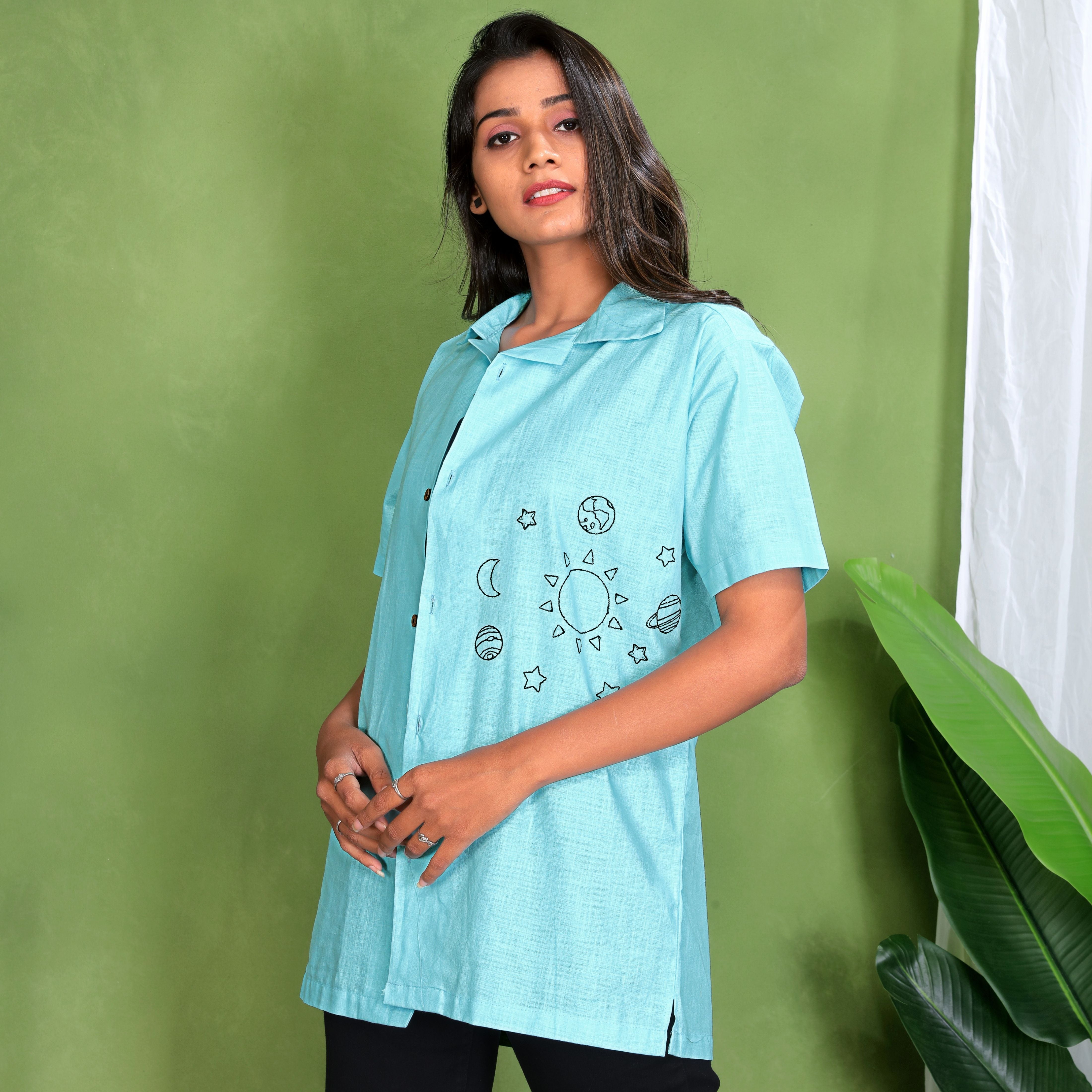 Linen Sky Lake Shirt For Women