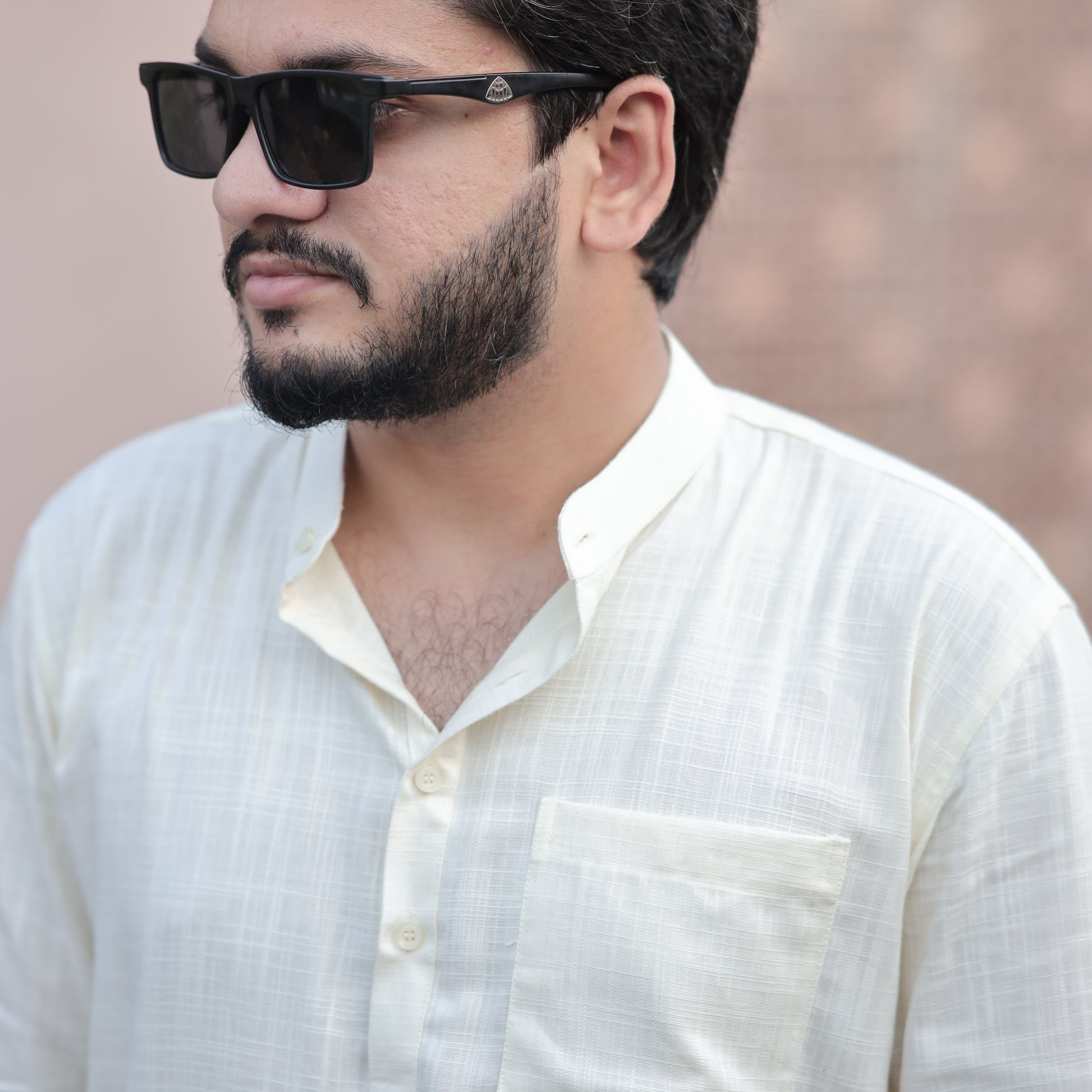Classic Light Yellow Cotton Linen Kurta for Men