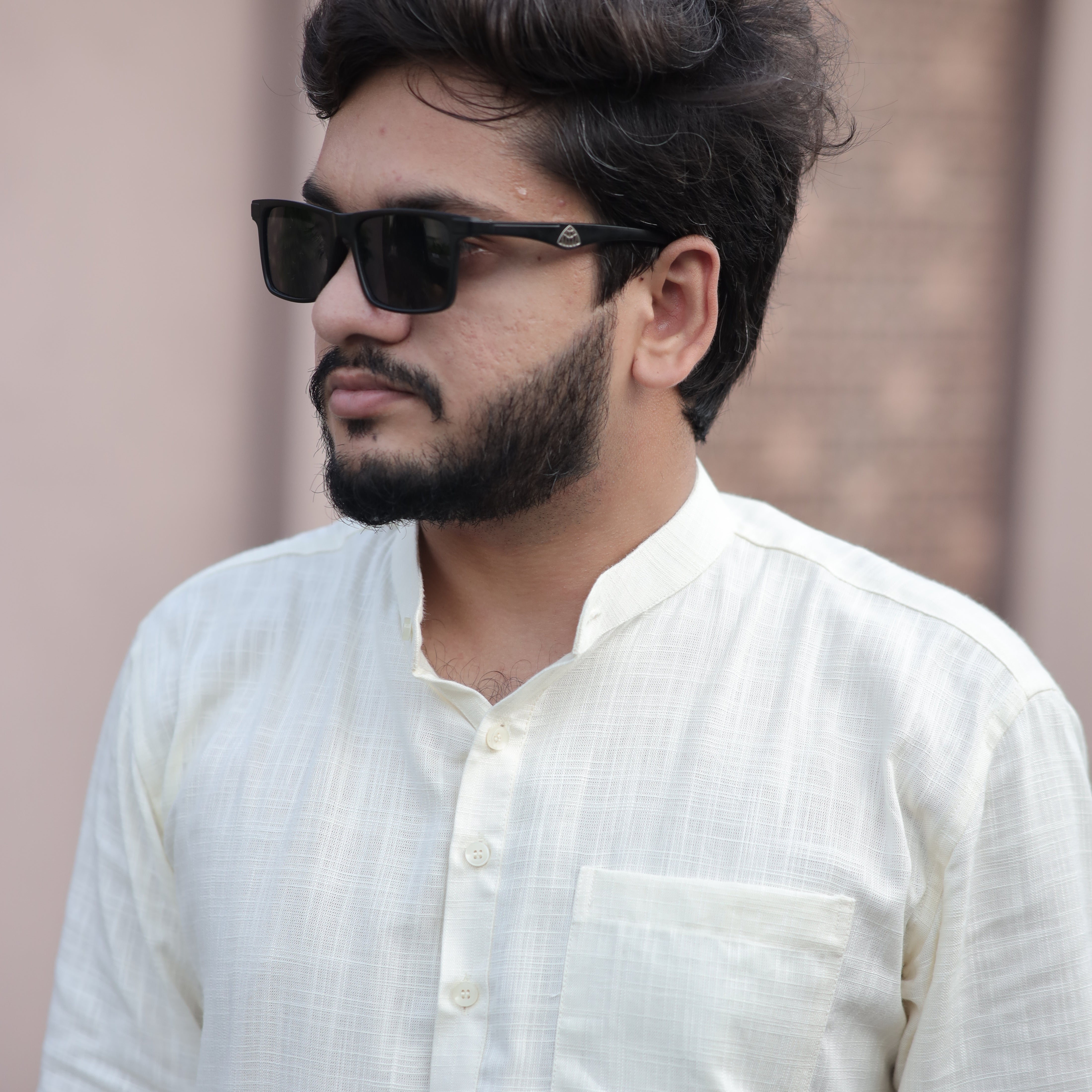 Classic Light Yellow Cotton Linen Kurta for Men
