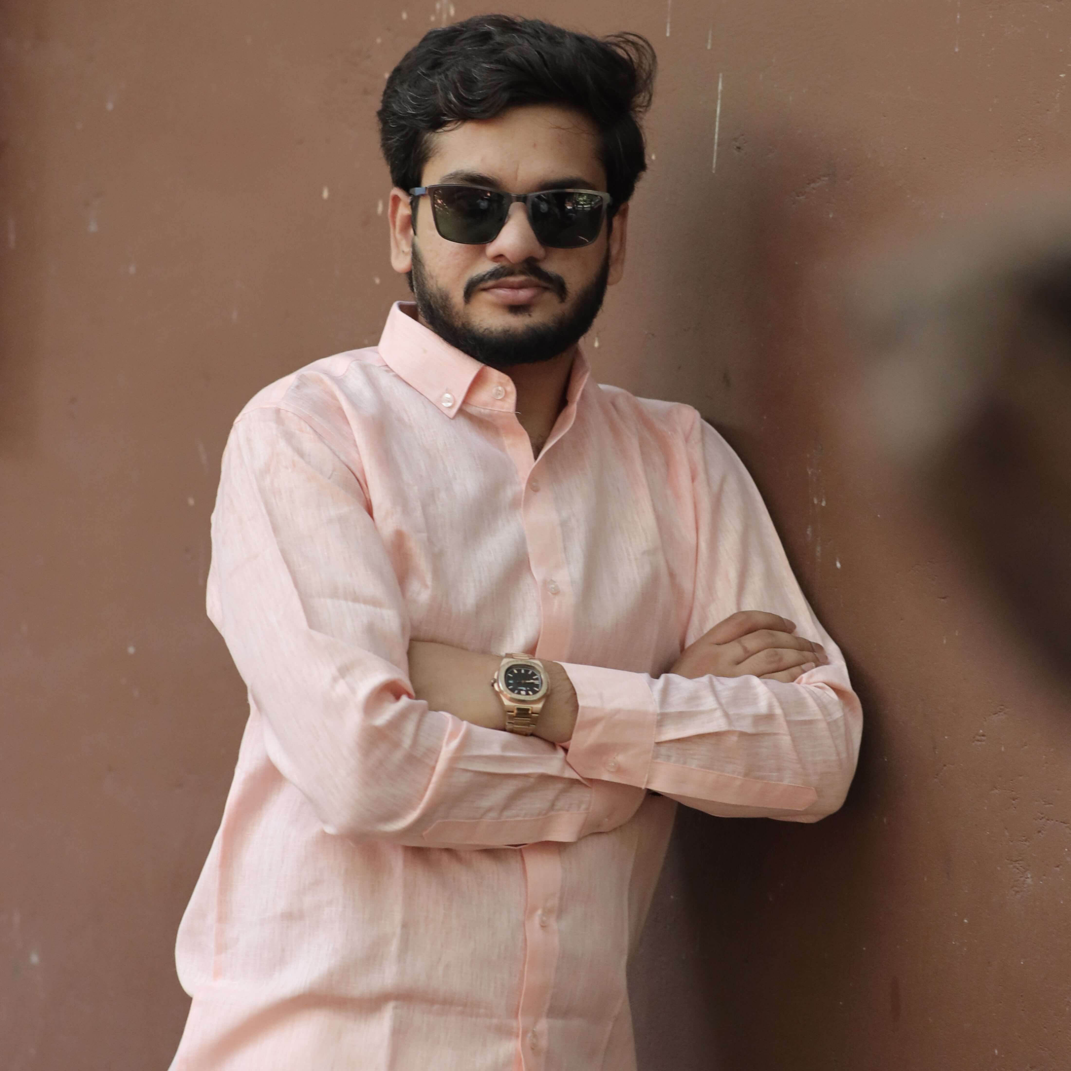 Light Peach Cotton Linen Shirt for Men – Full Sleeve Casual Office Wear