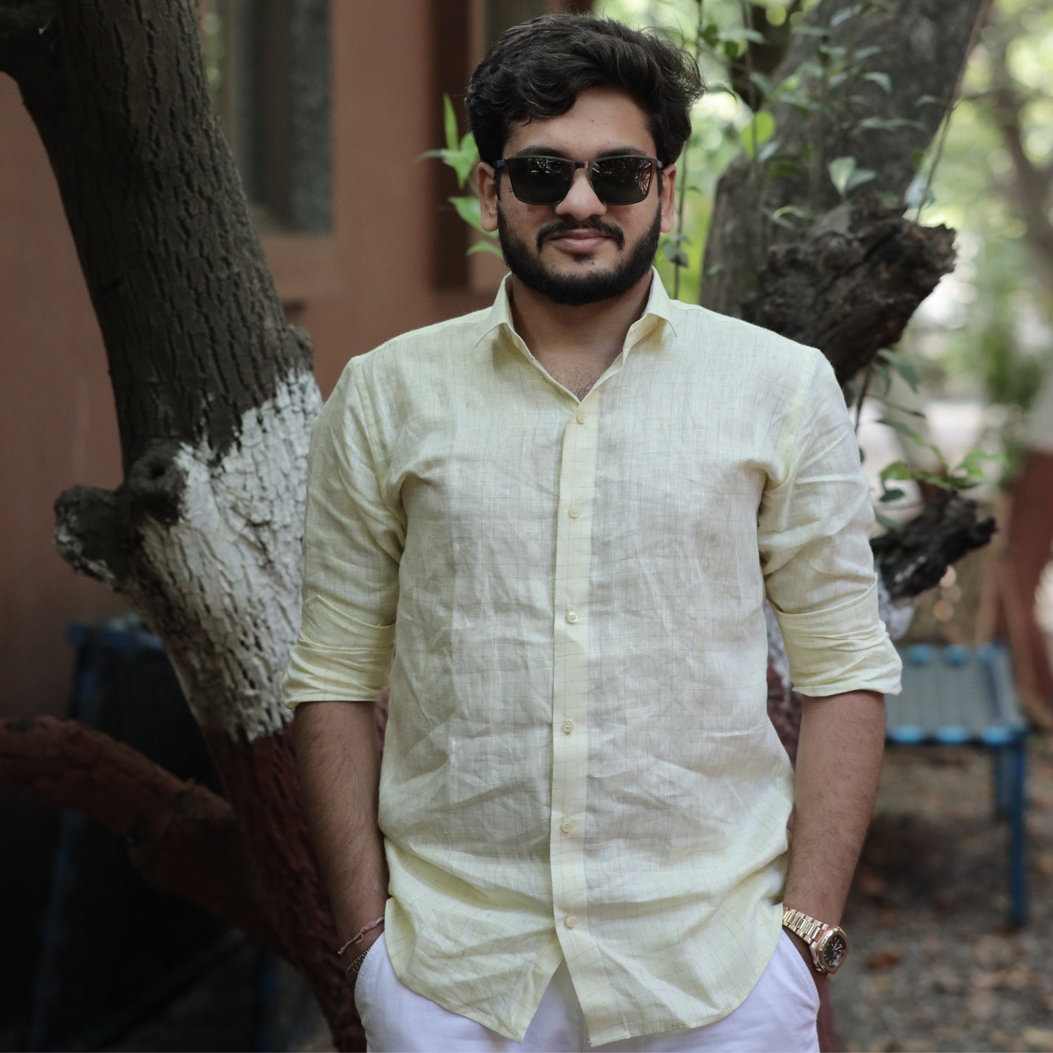 Fresh Tones Lemon Mist Cotton Linen Shirt