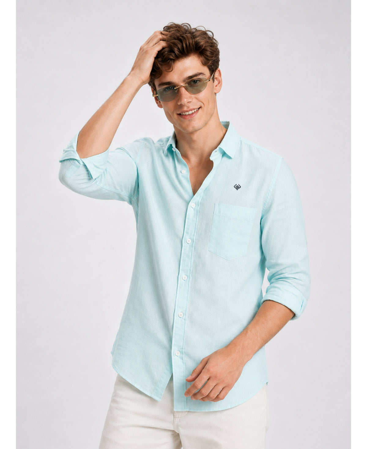 Premium Pure Linen Shirt for Men in Sky Blue
