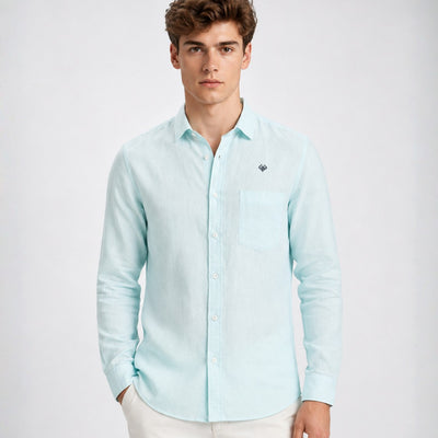 Premium Pure Linen Shirt for Men in Sky Blue