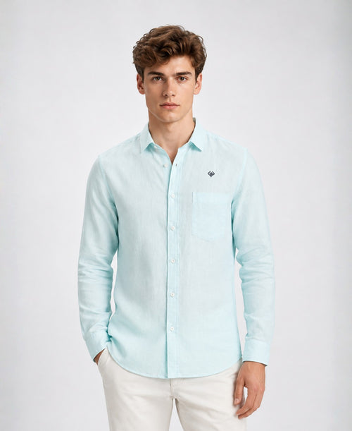 Premium Pure Linen Shirt for Men in Sky Blue