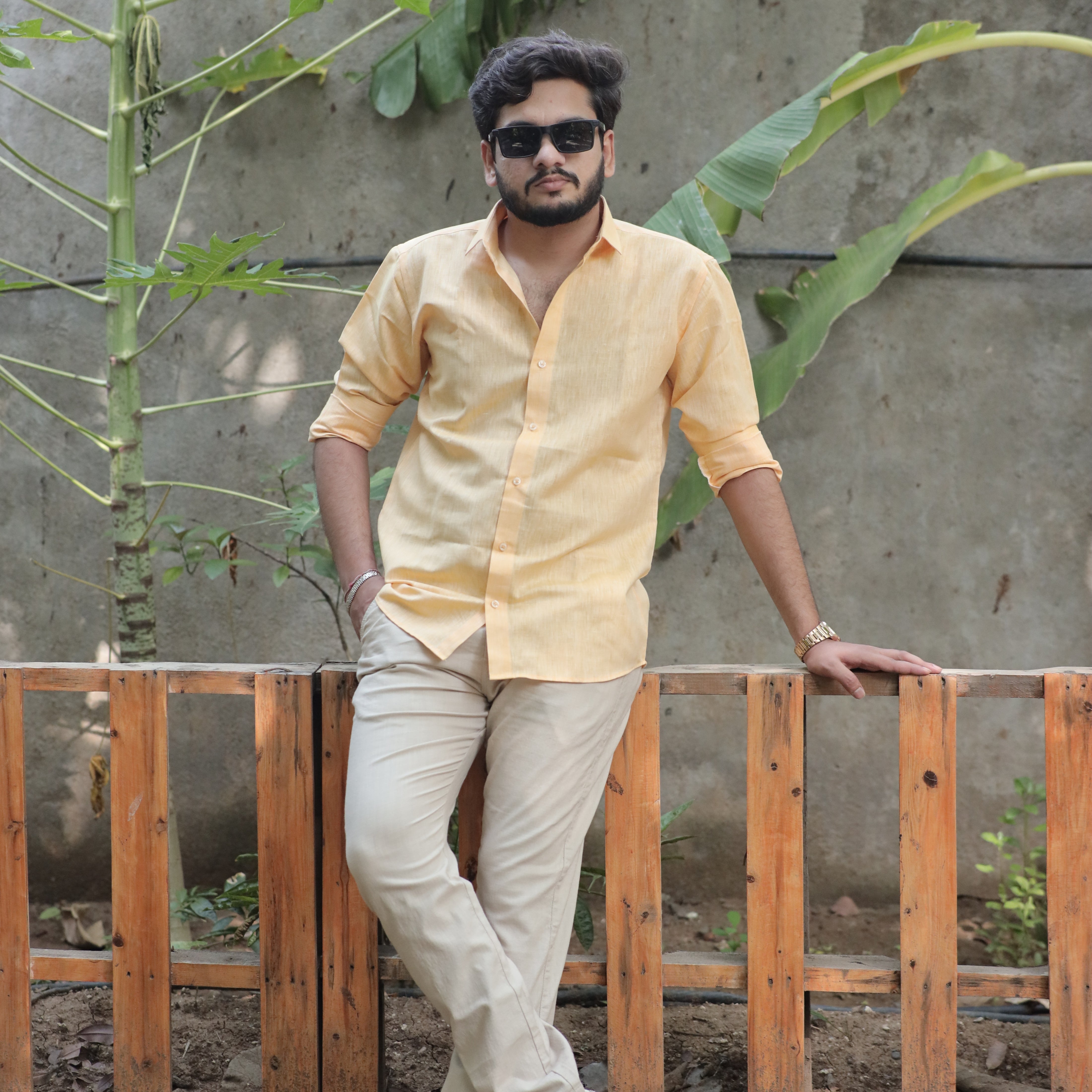 Golden Apricot Cotton Linen Shirt