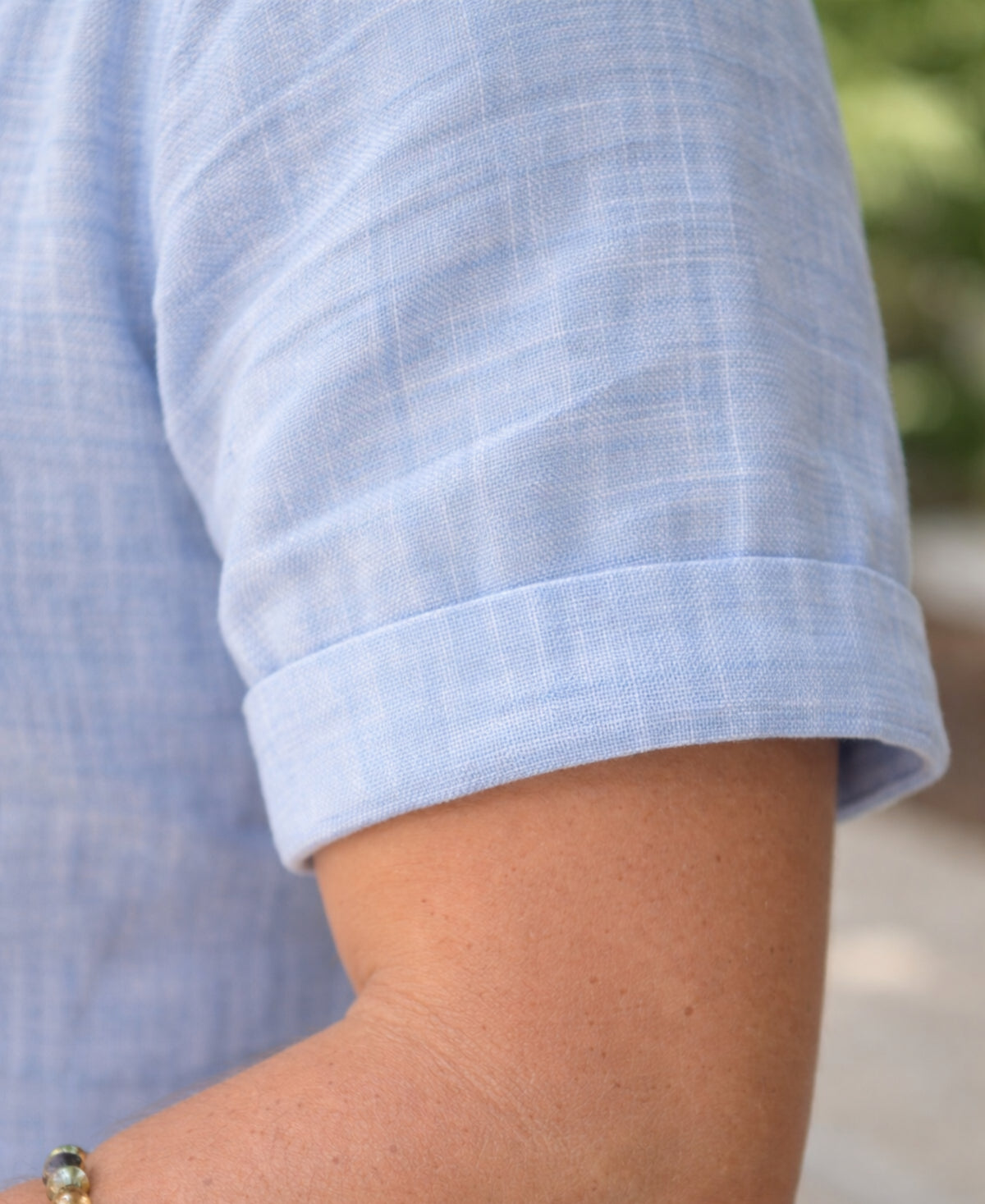 Luxury Pure Linen Half Sleeve Sky Blue Shirt for Men