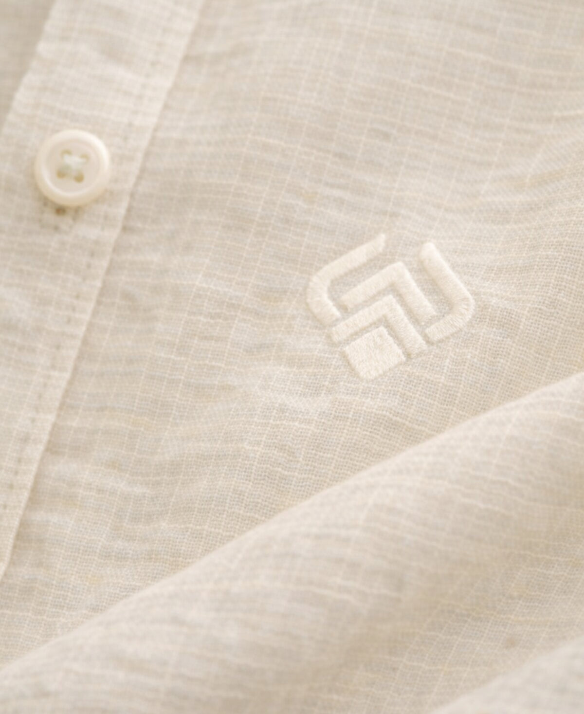 Classic Cream Pure Linen Casual Shirt With Half Sleeve