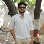 Ivory Frost Cotton Linen Kurta