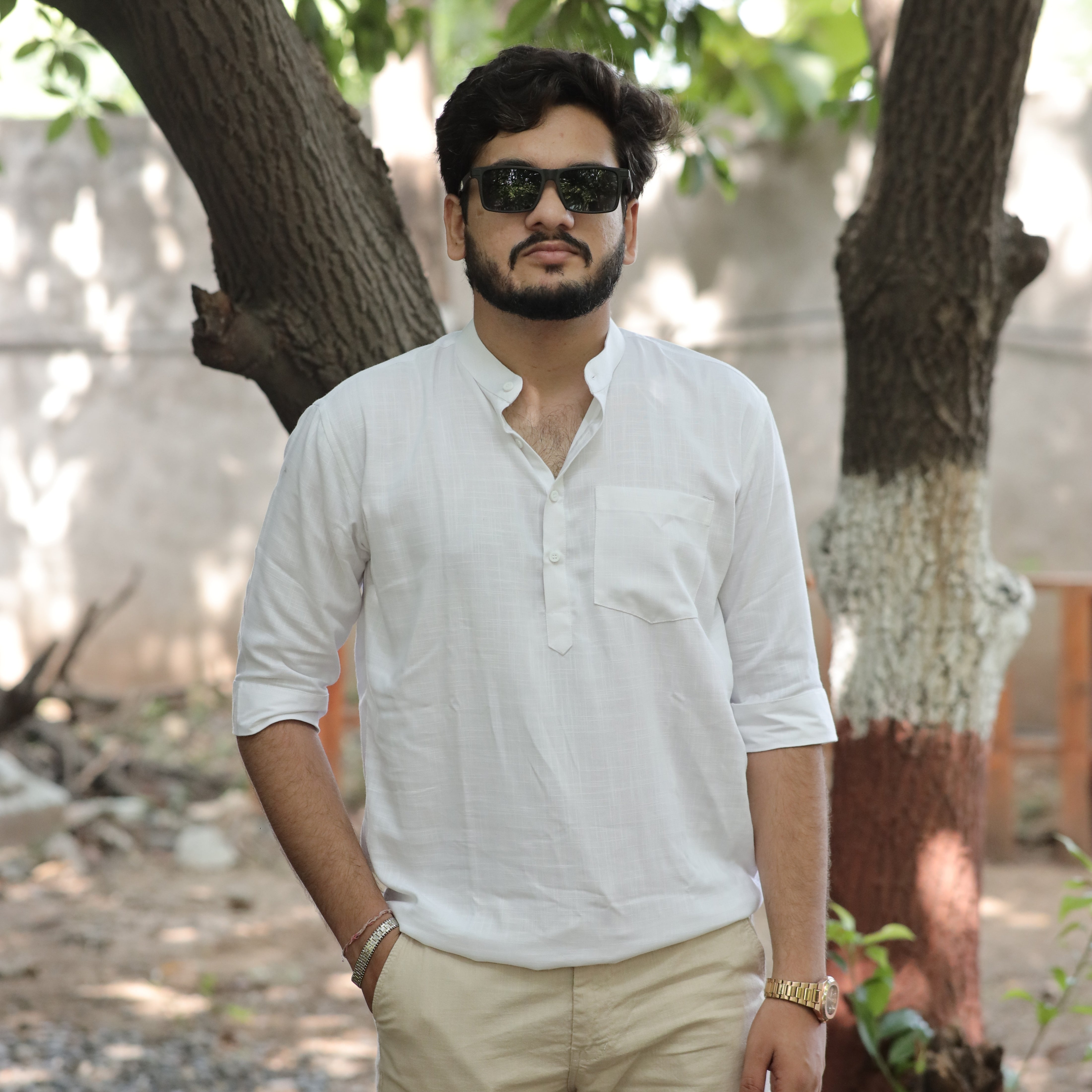 Ivory Frost Cotton Linen Kurta