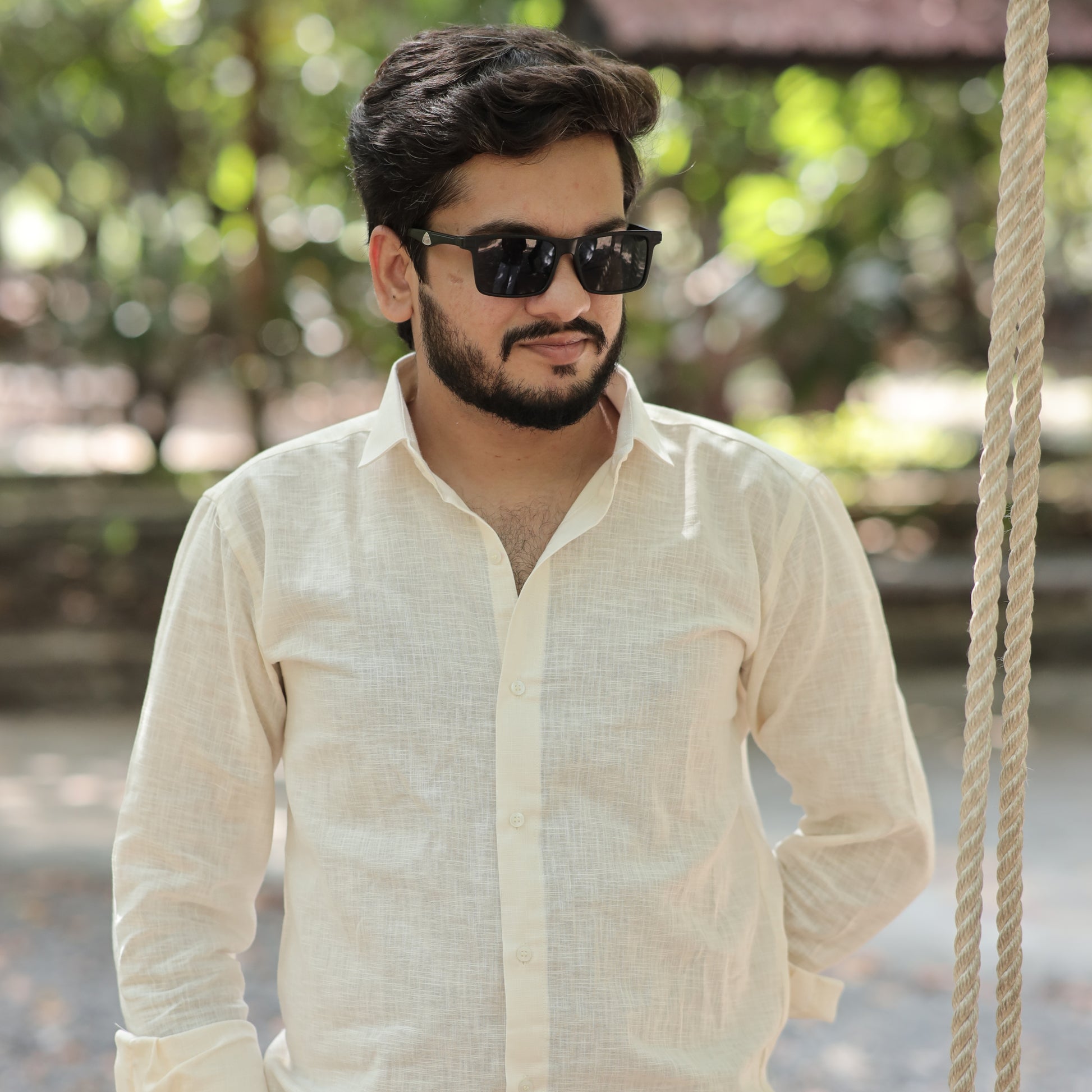 Almond Cream Cotton Linen Shirt