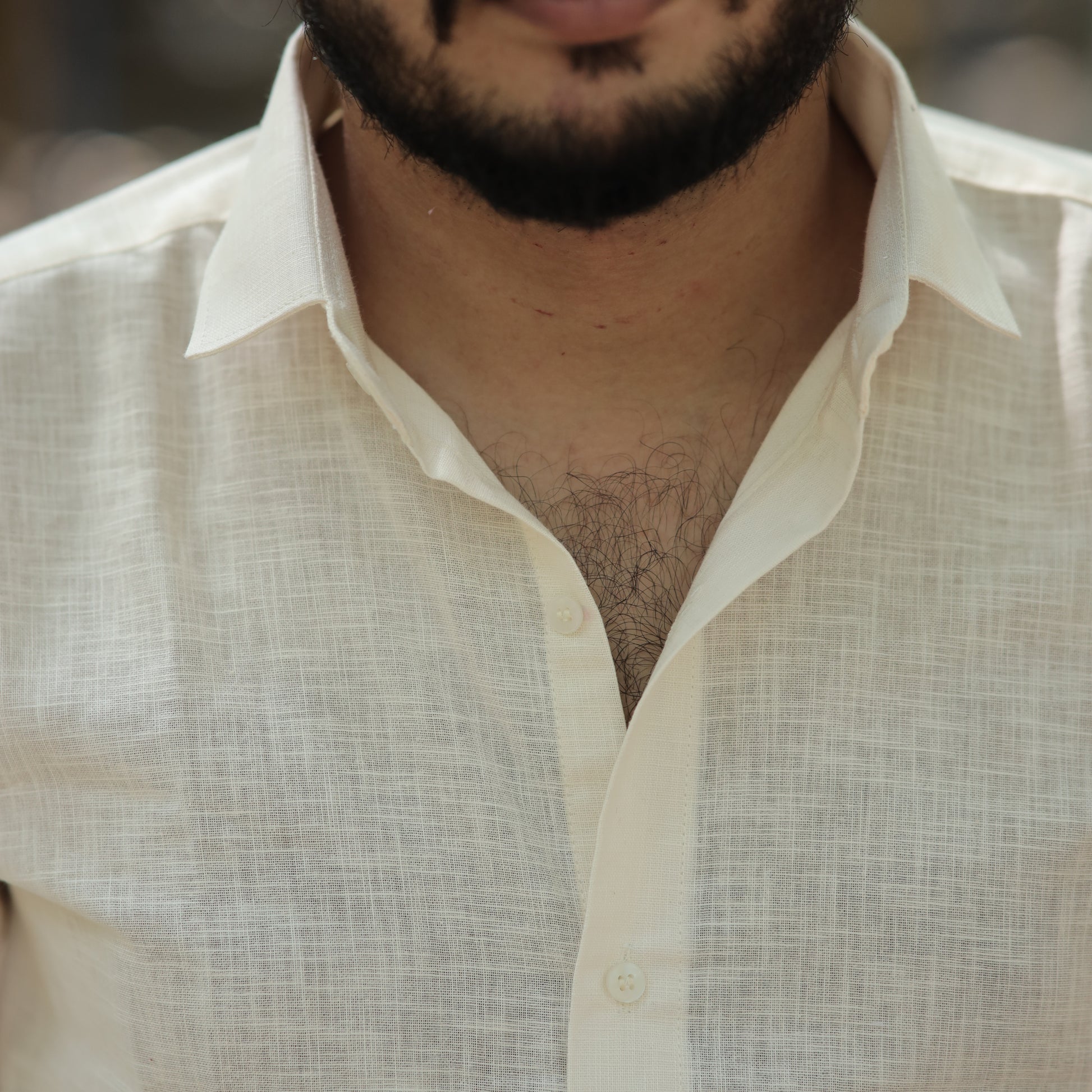 Almond Cream Cotton Linen Shirt