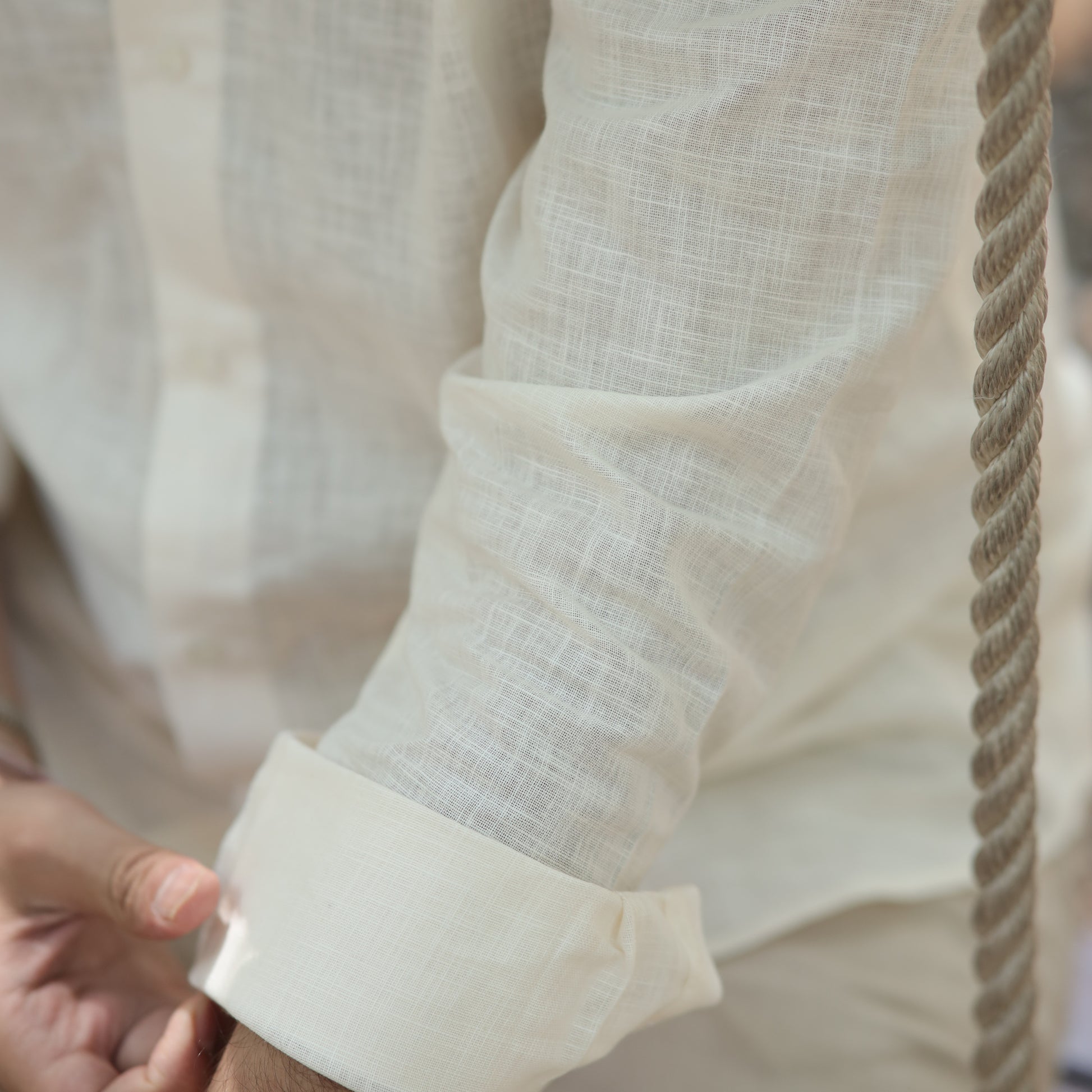 Almond Cream Cotton Linen Shirt