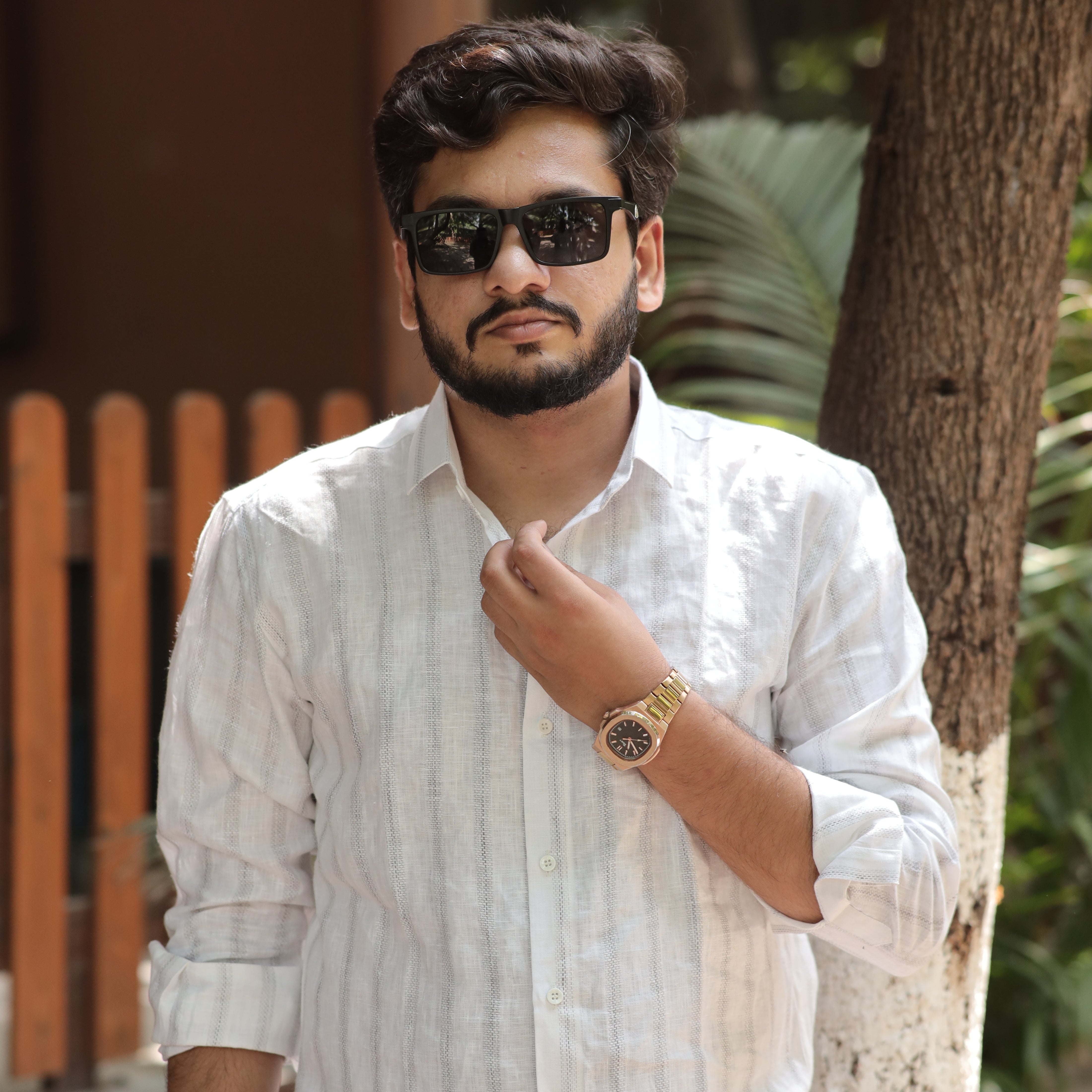 Frosted Ash Striped Cotton Linen Shirt