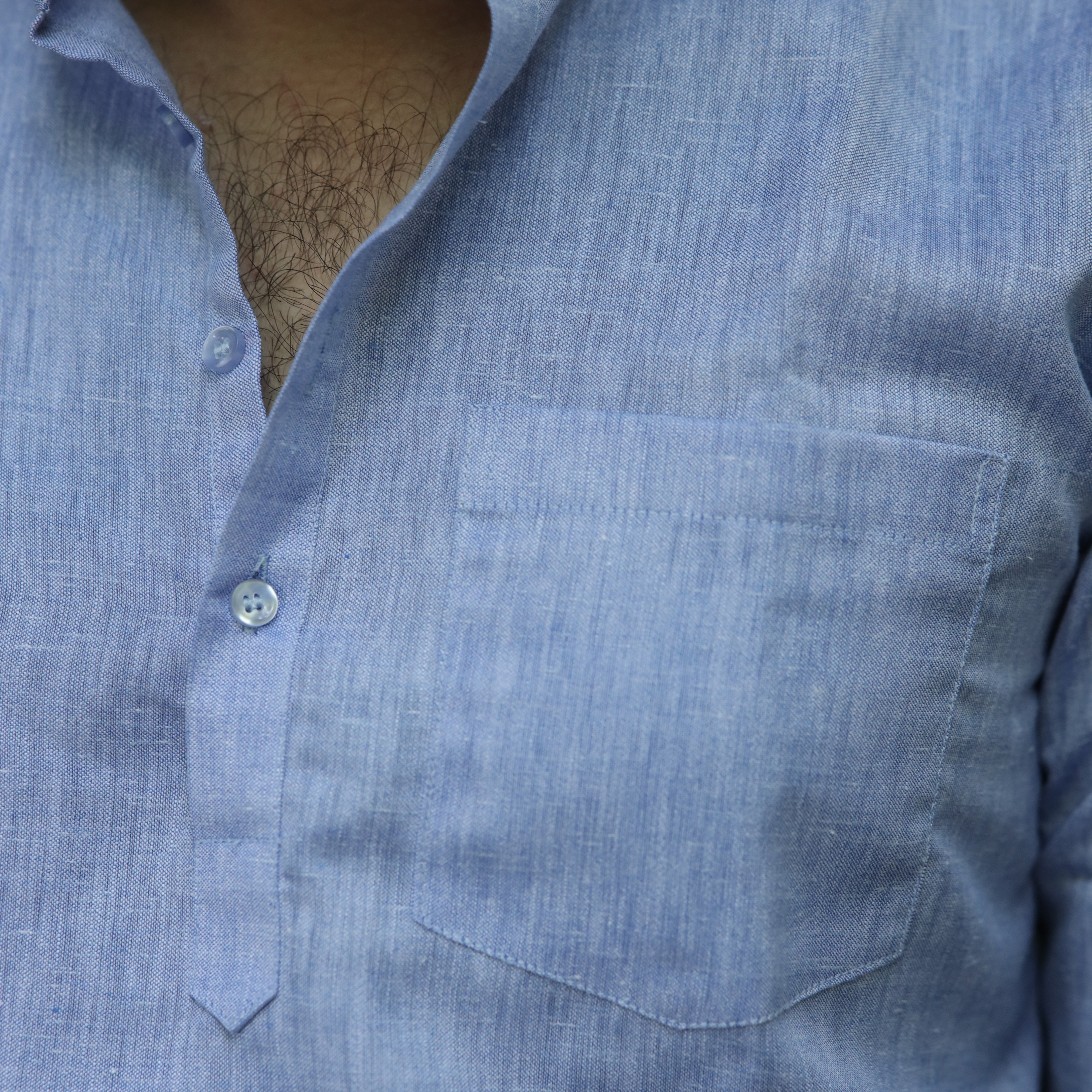 Skysteel Blue Cotton Linen Kurta