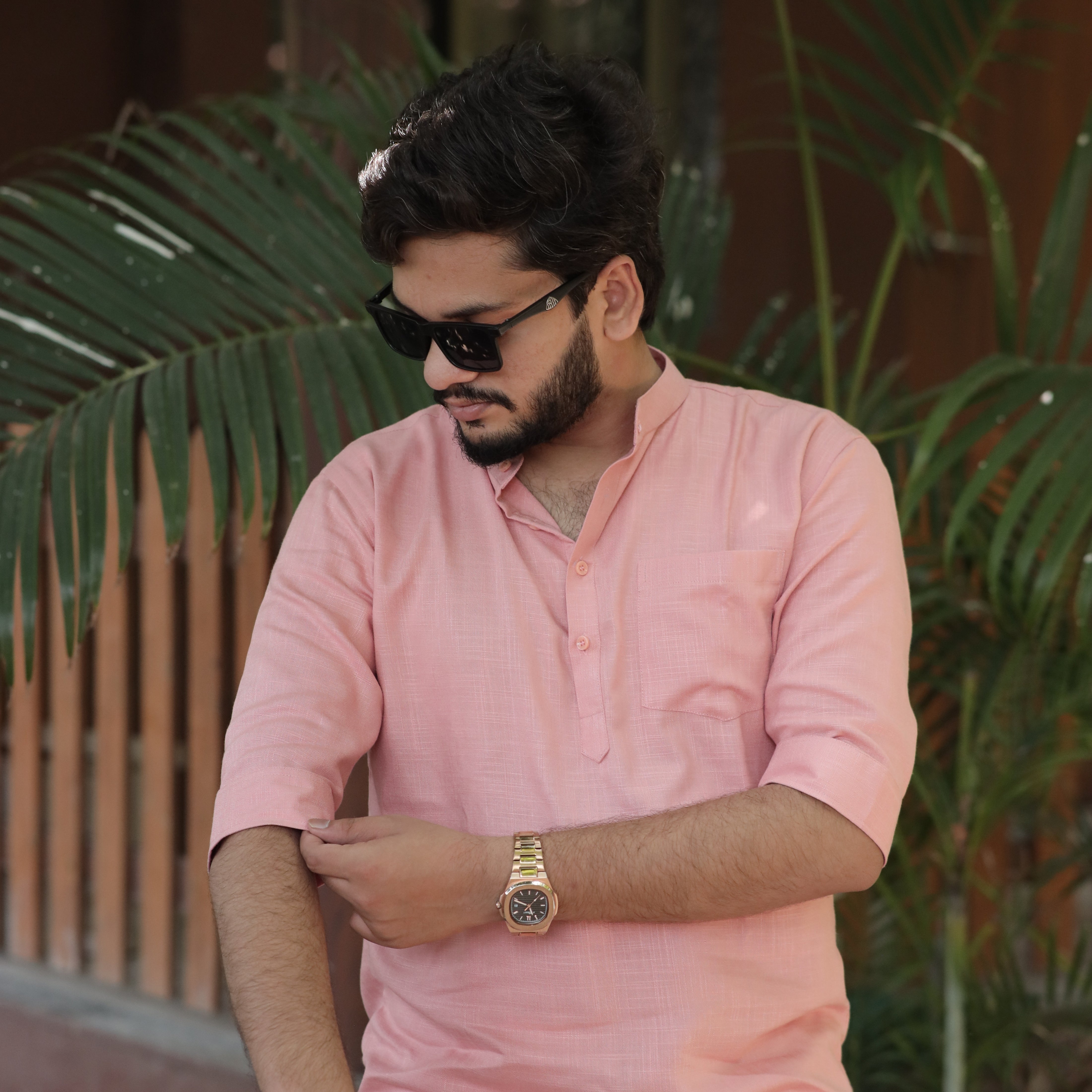 Coral Clay Cotton Linen Kurta