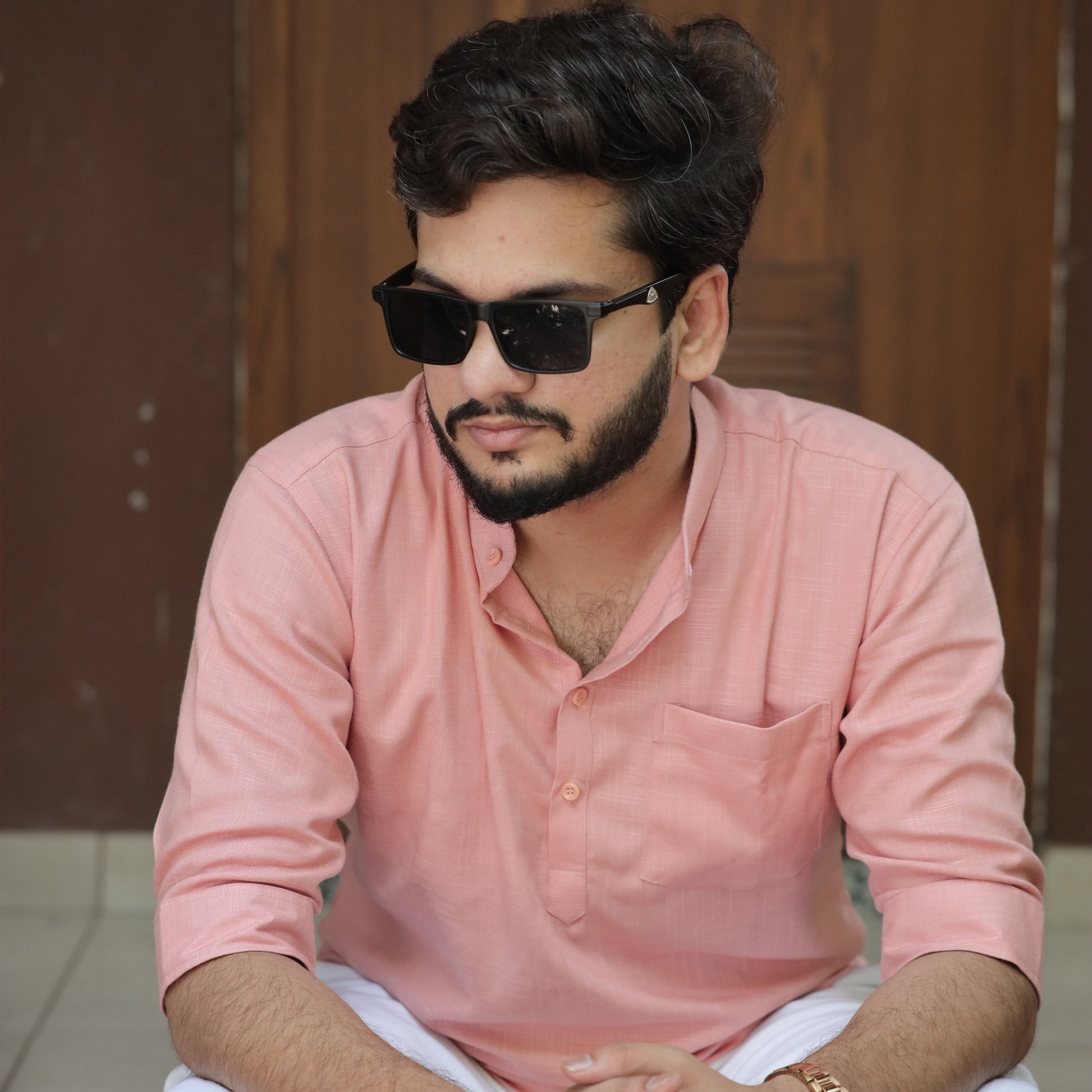 Coral Clay Cotton Linen Kurta