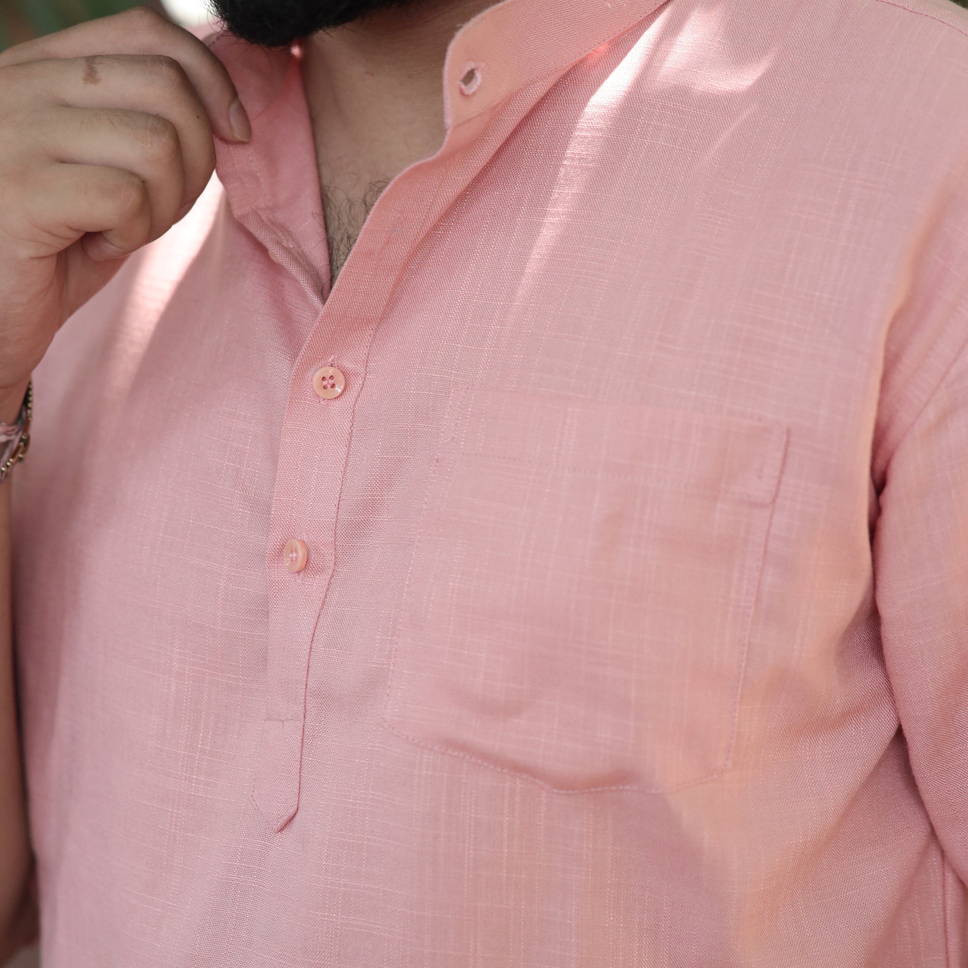 Coral Clay Cotton Linen Kurta