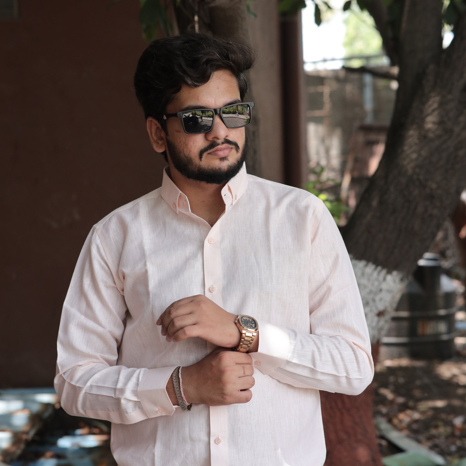 Blush Almond Cotton Linen Shirt