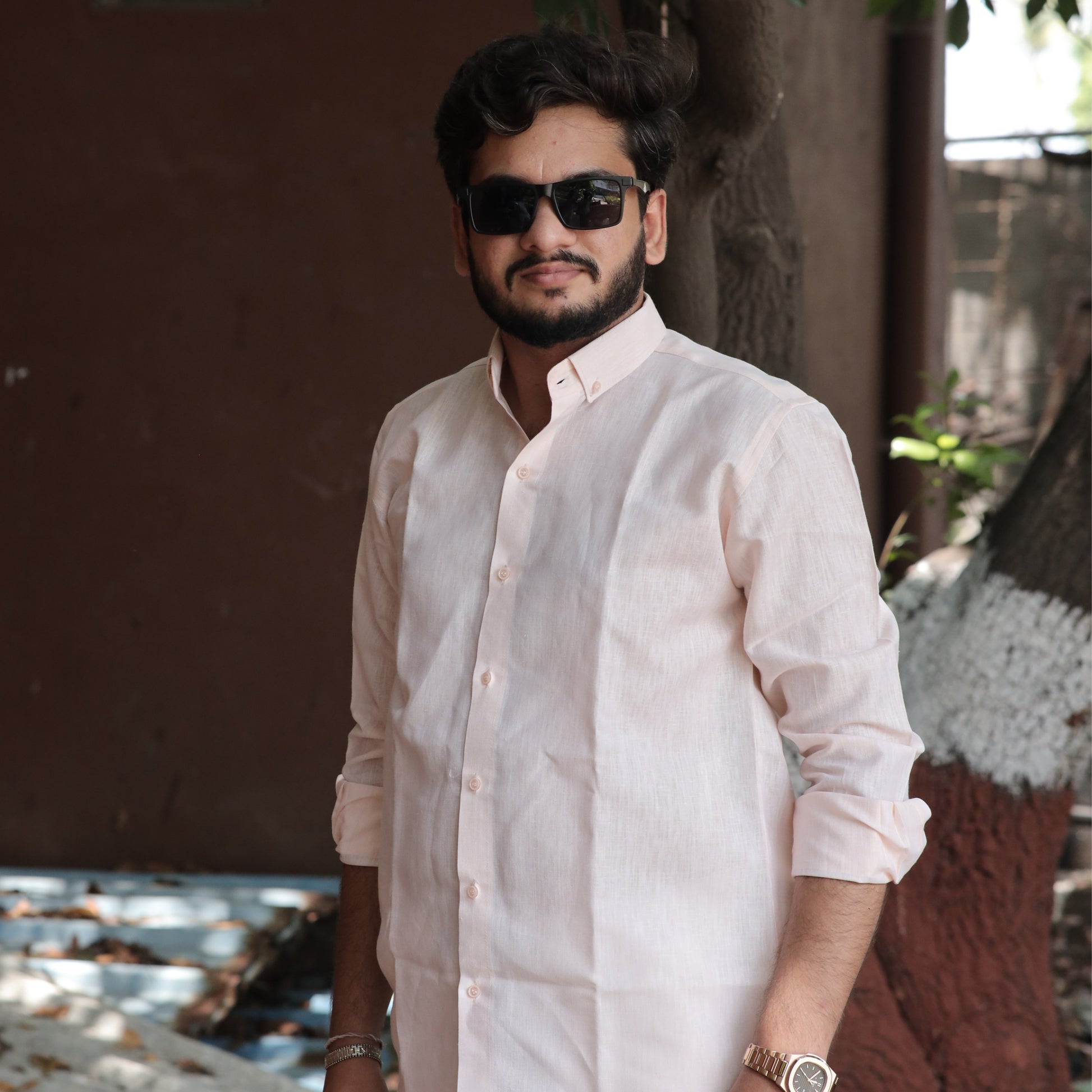 Blush Almond Cotton Linen Shirt