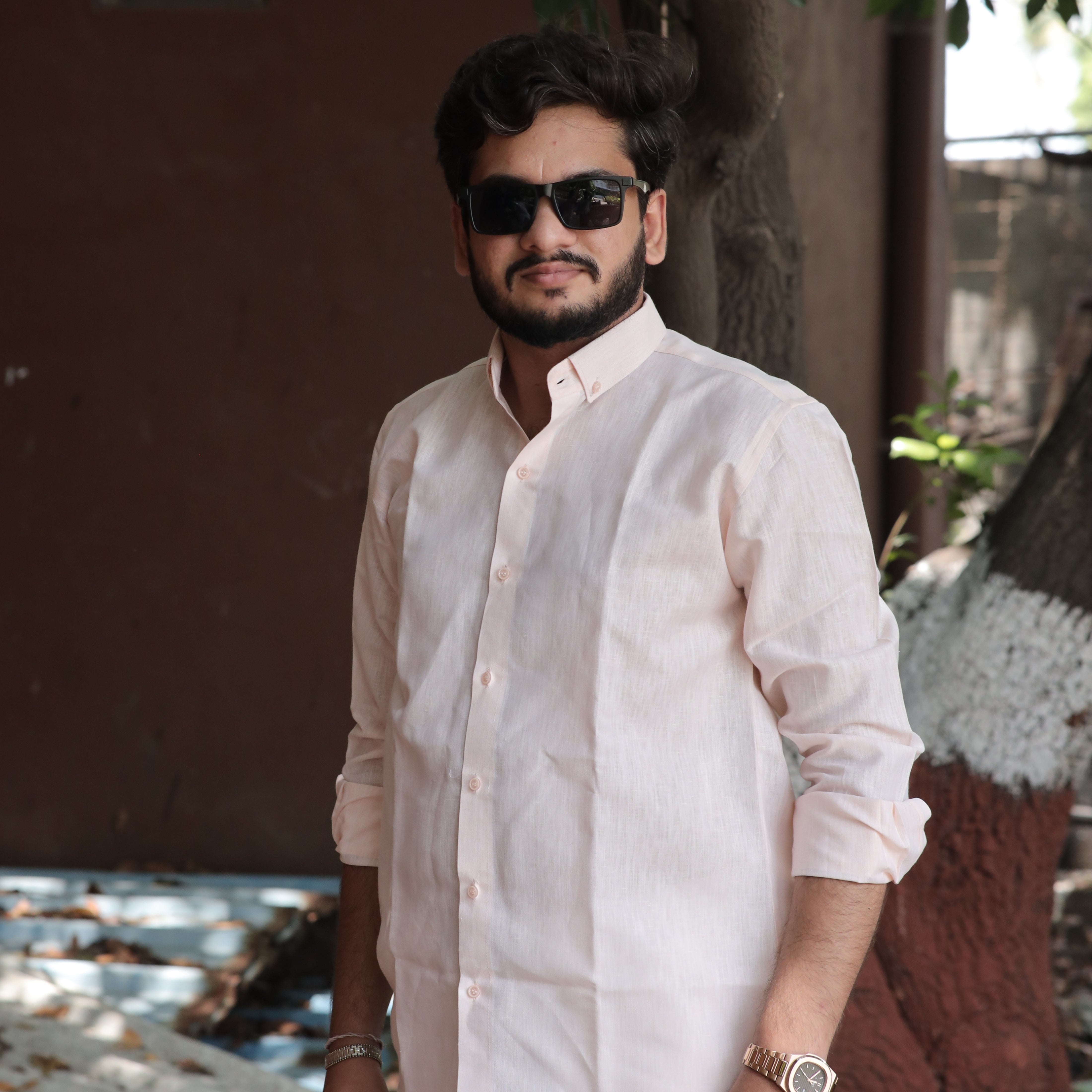 Blush Almond Cotton Linen Shirt
