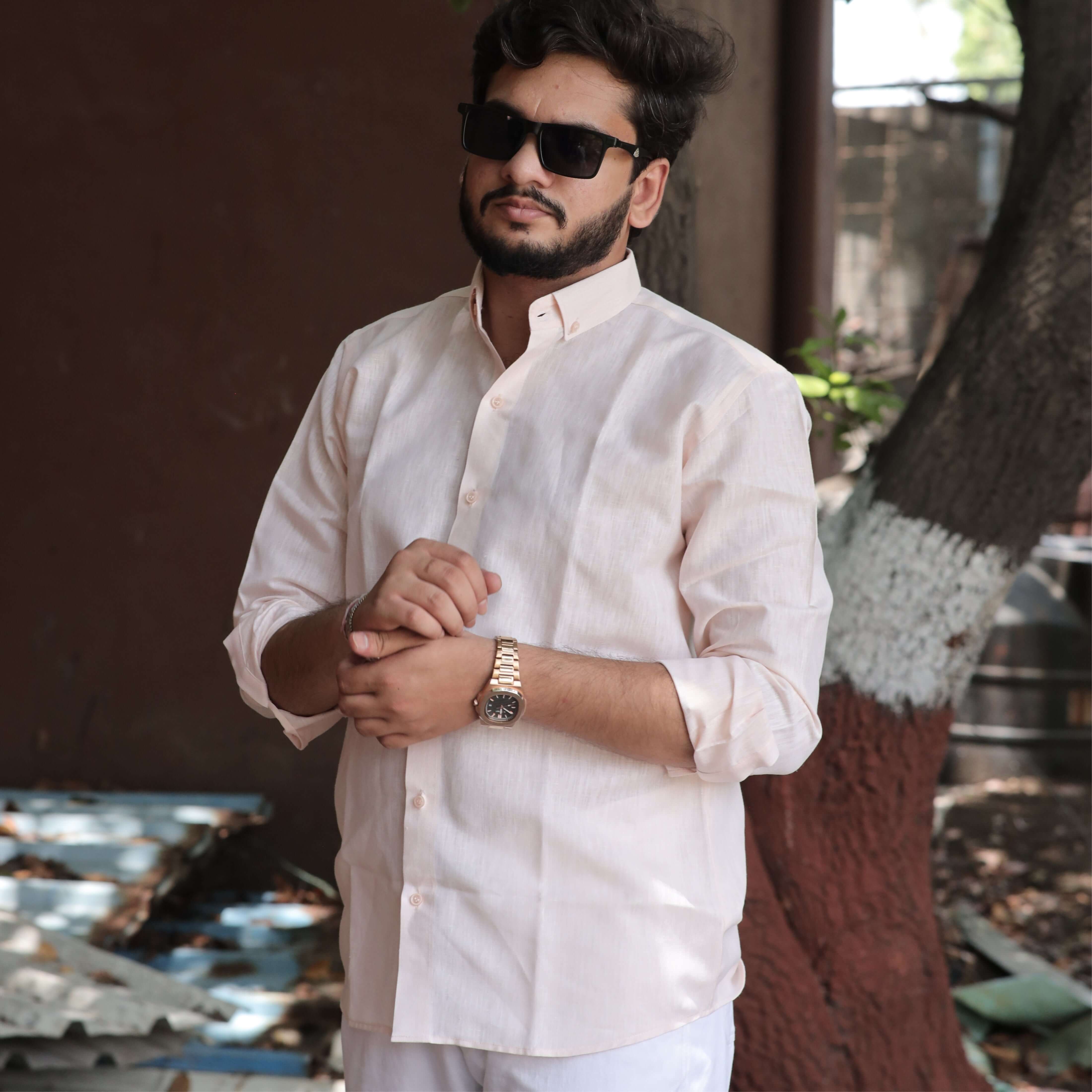 Blush Almond Cotton Linen Shirt