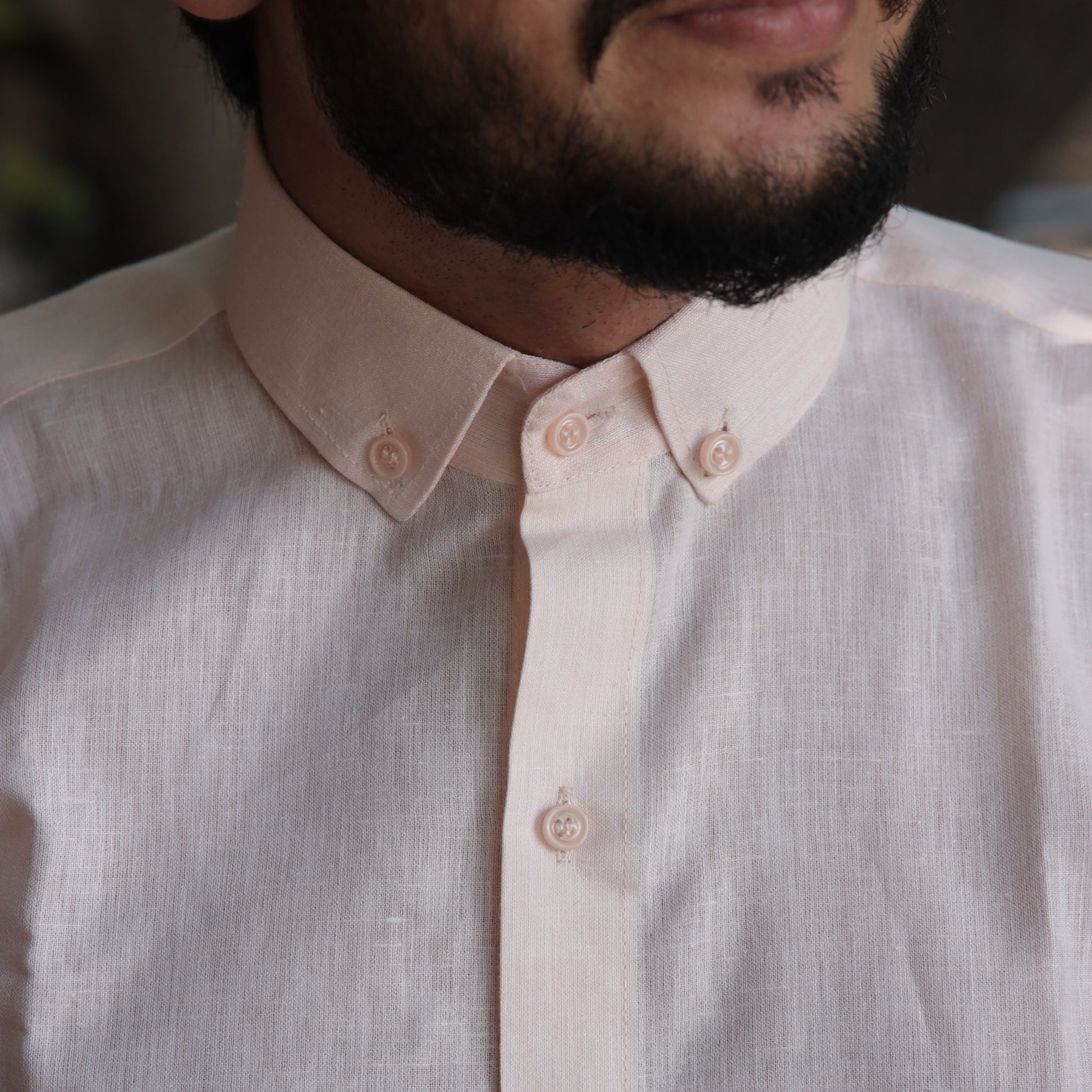 Blush Almond Cotton Linen Shirt