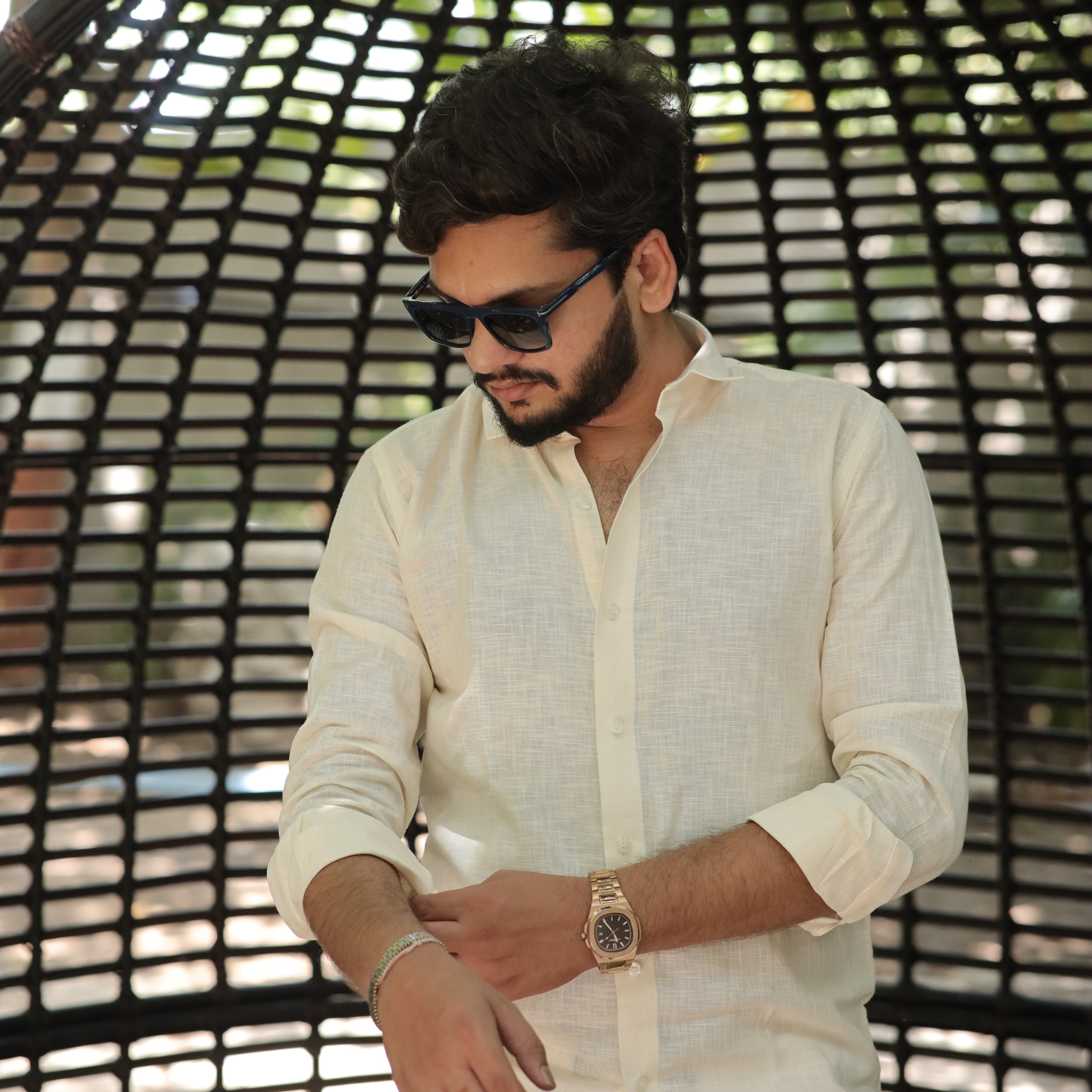 Sunwashed Ivory Cotton Linen Shirt