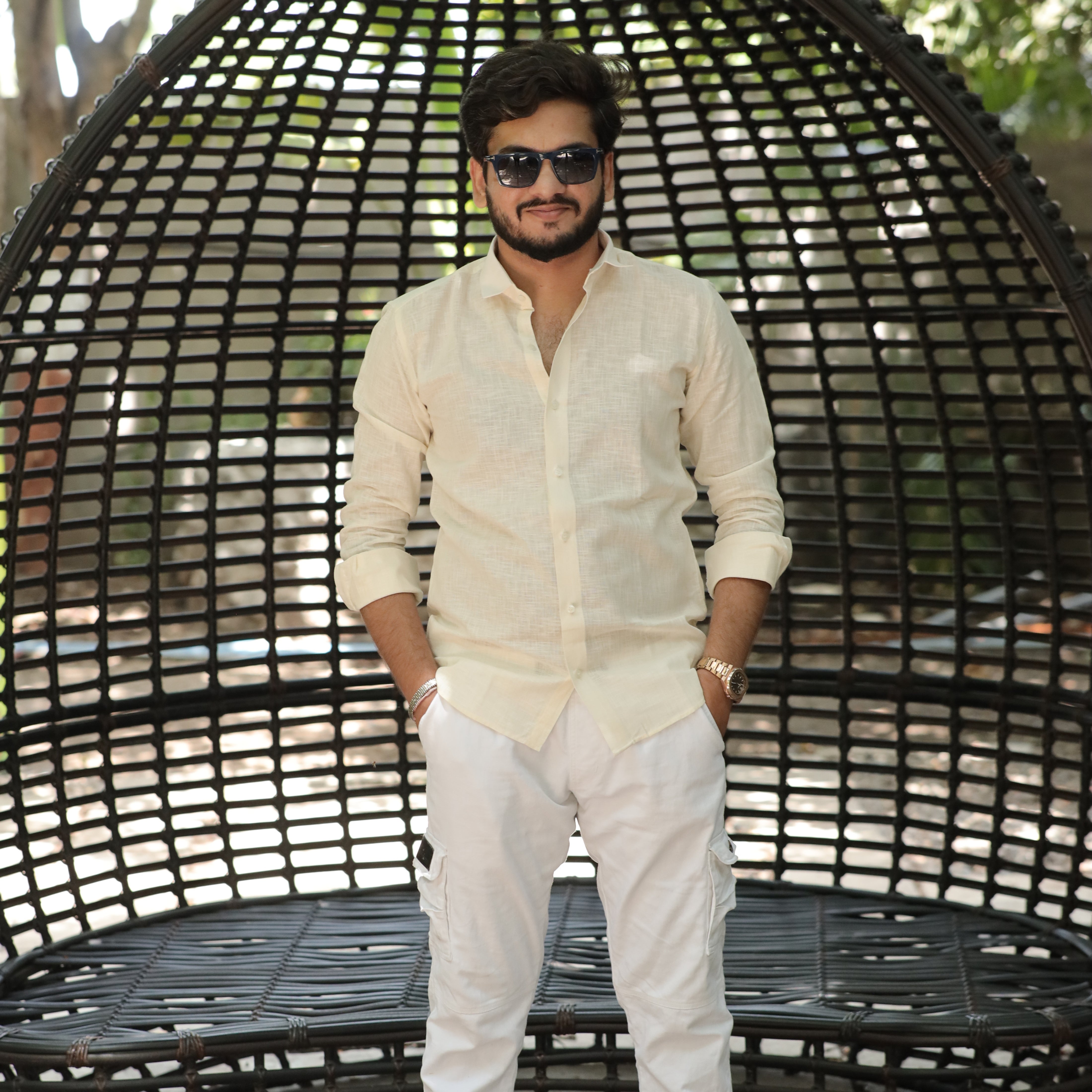 Sunwashed Ivory Cotton Linen Shirt