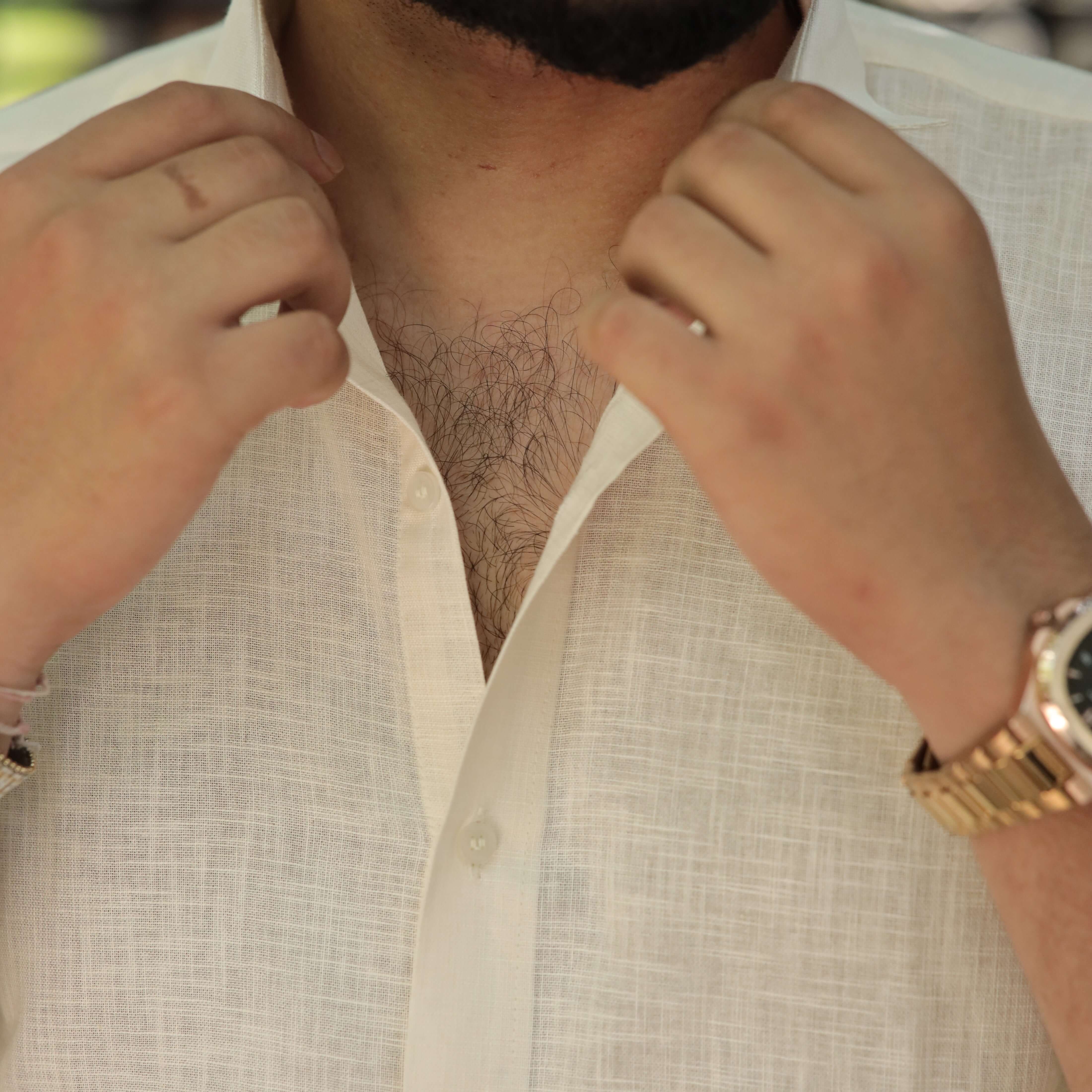 Sunwashed Ivory Cotton Linen Shirt