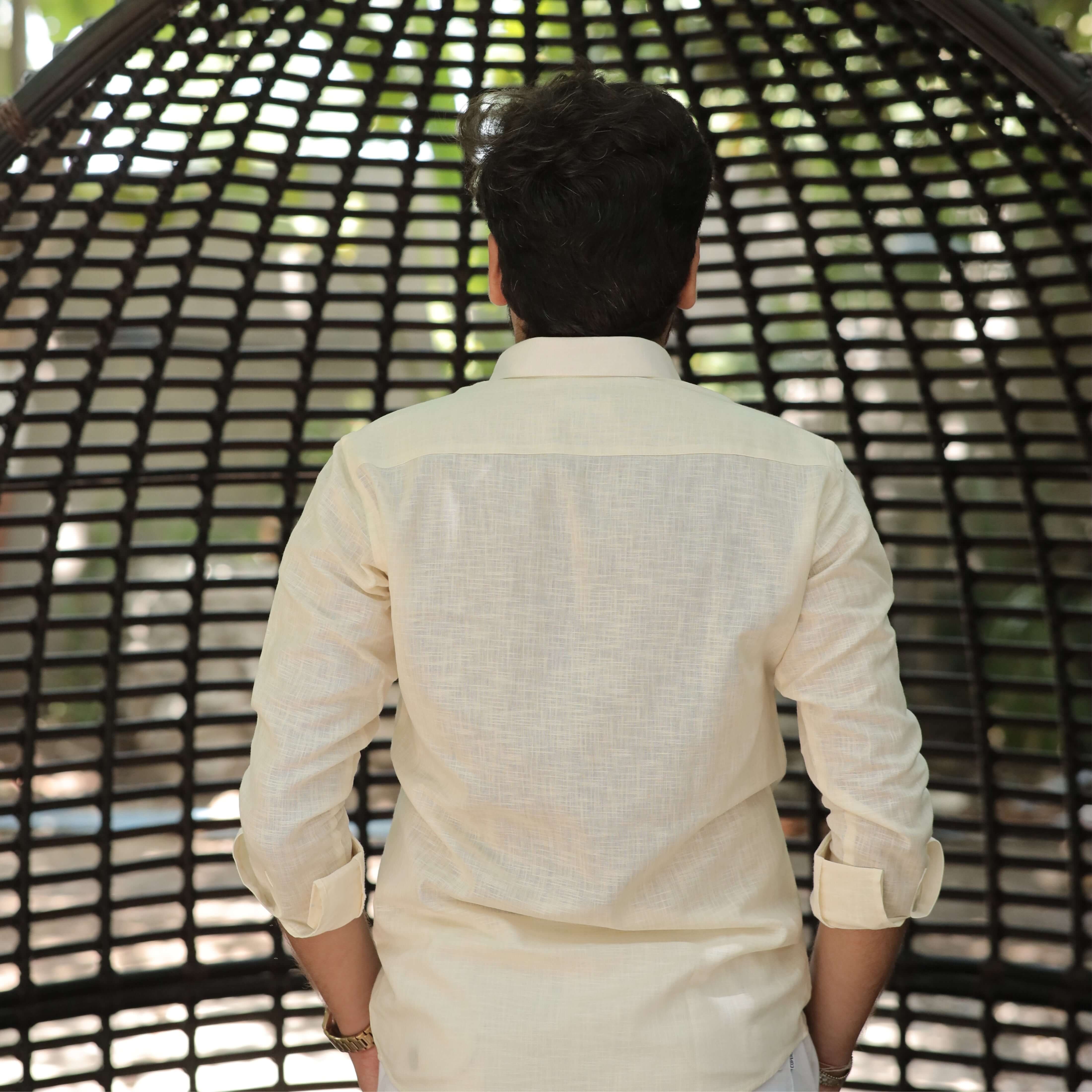 Sunwashed Ivory Cotton Linen Shirt