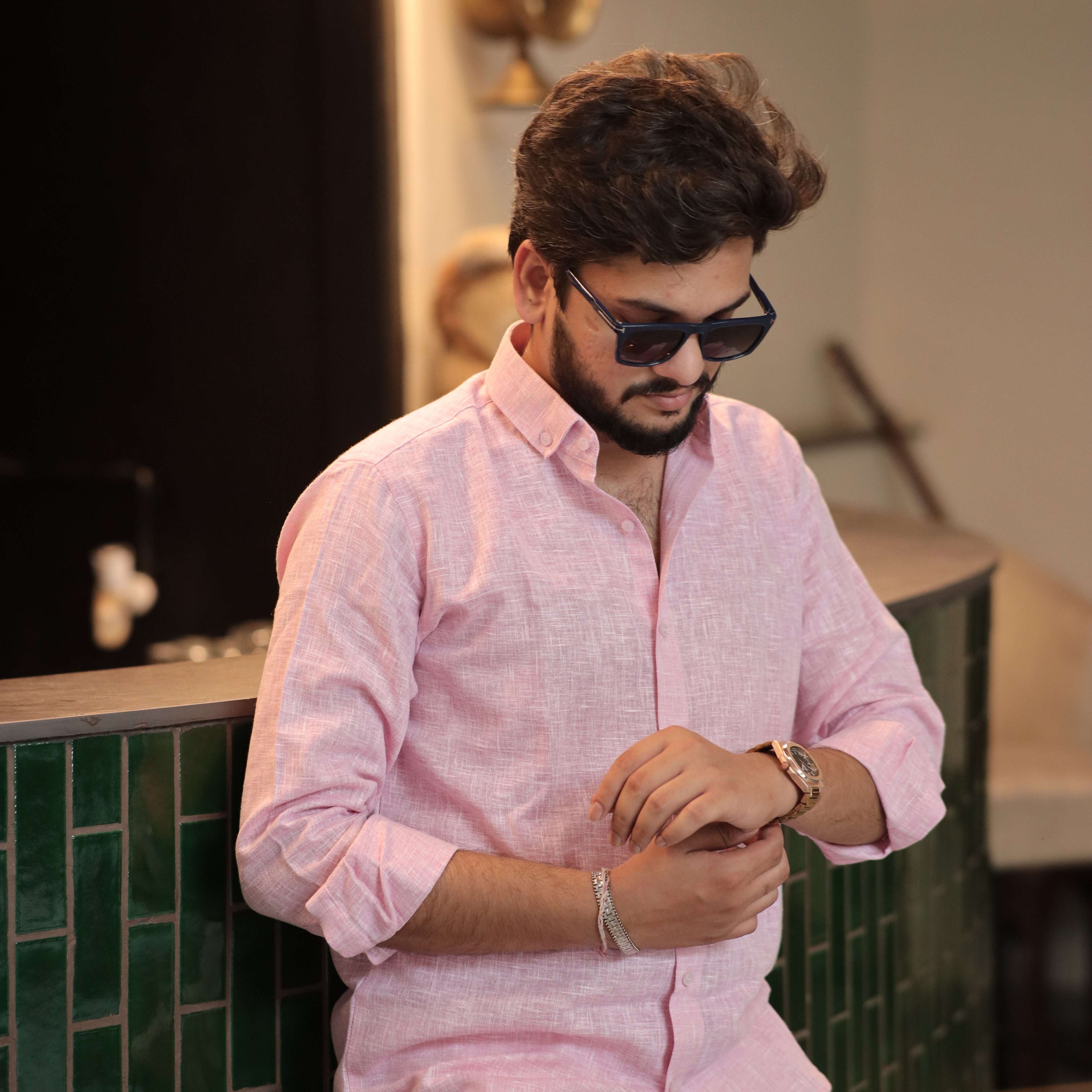 Rosé Breeze Cotton Linen Shirt