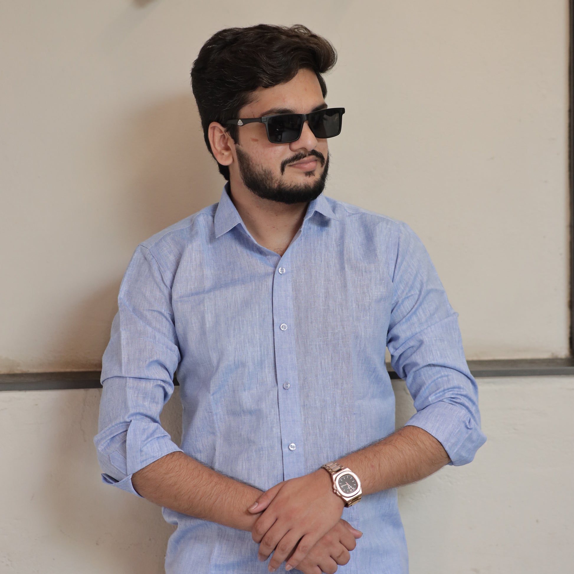 Azure Drift Cotton Linen Shirt